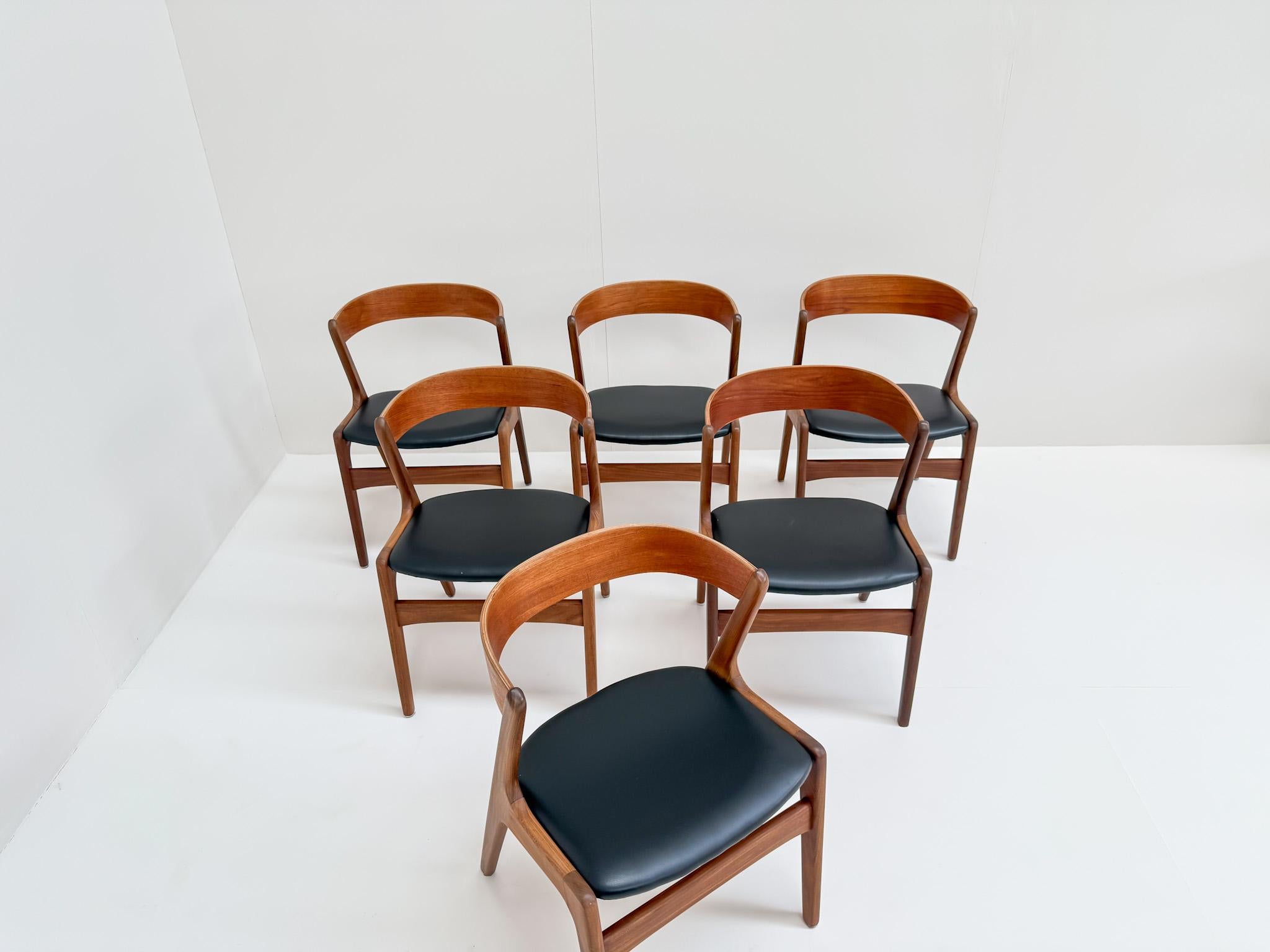 Mid-Century Modern Set of 6 Mid-century Danish Teak Dining Chairs, Anderstrup Mobelfabrik Model 68 en vente