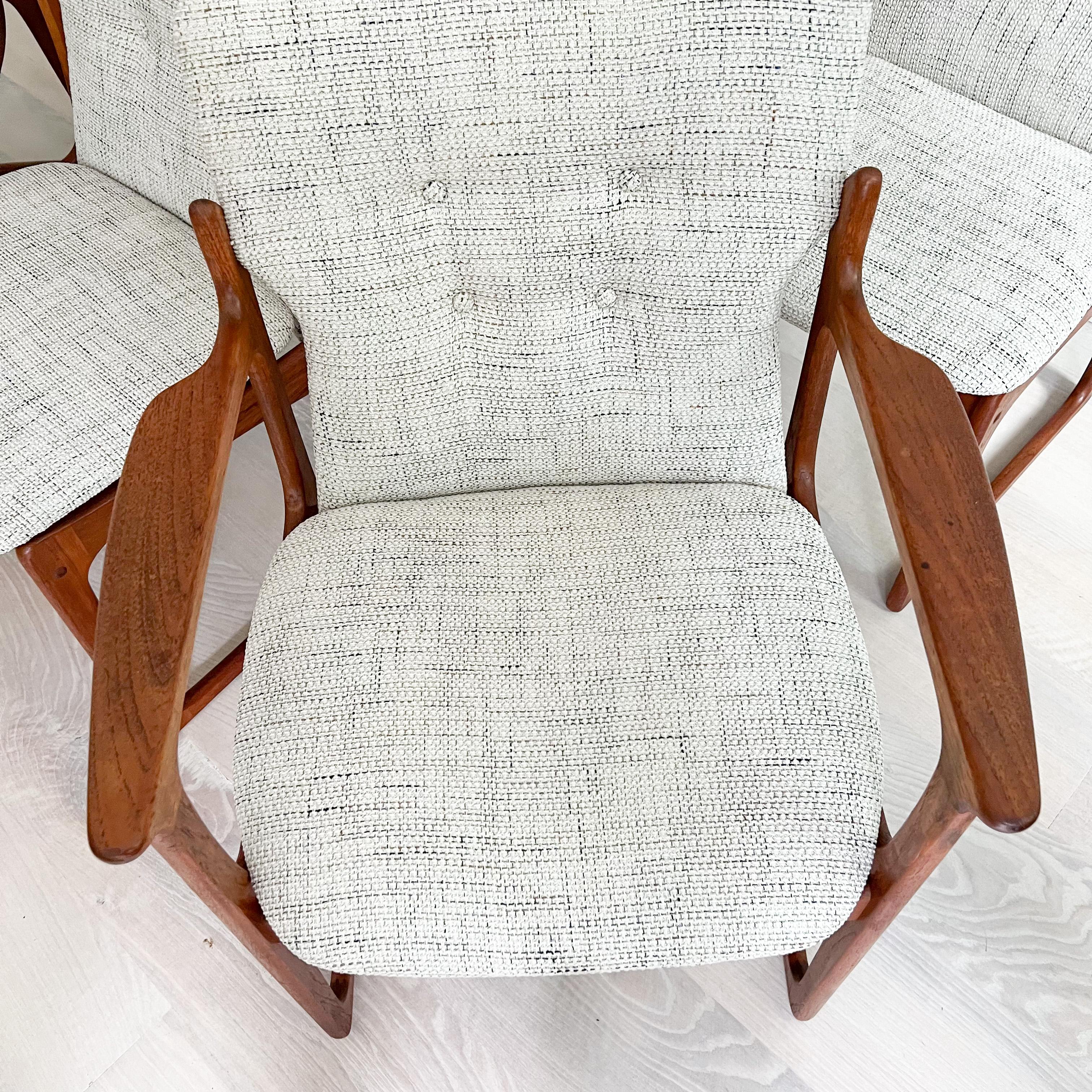 Late 20th Century Set of 6 Mid Century Danish Teak Dining Chairs with New Upholstery by Art Furn