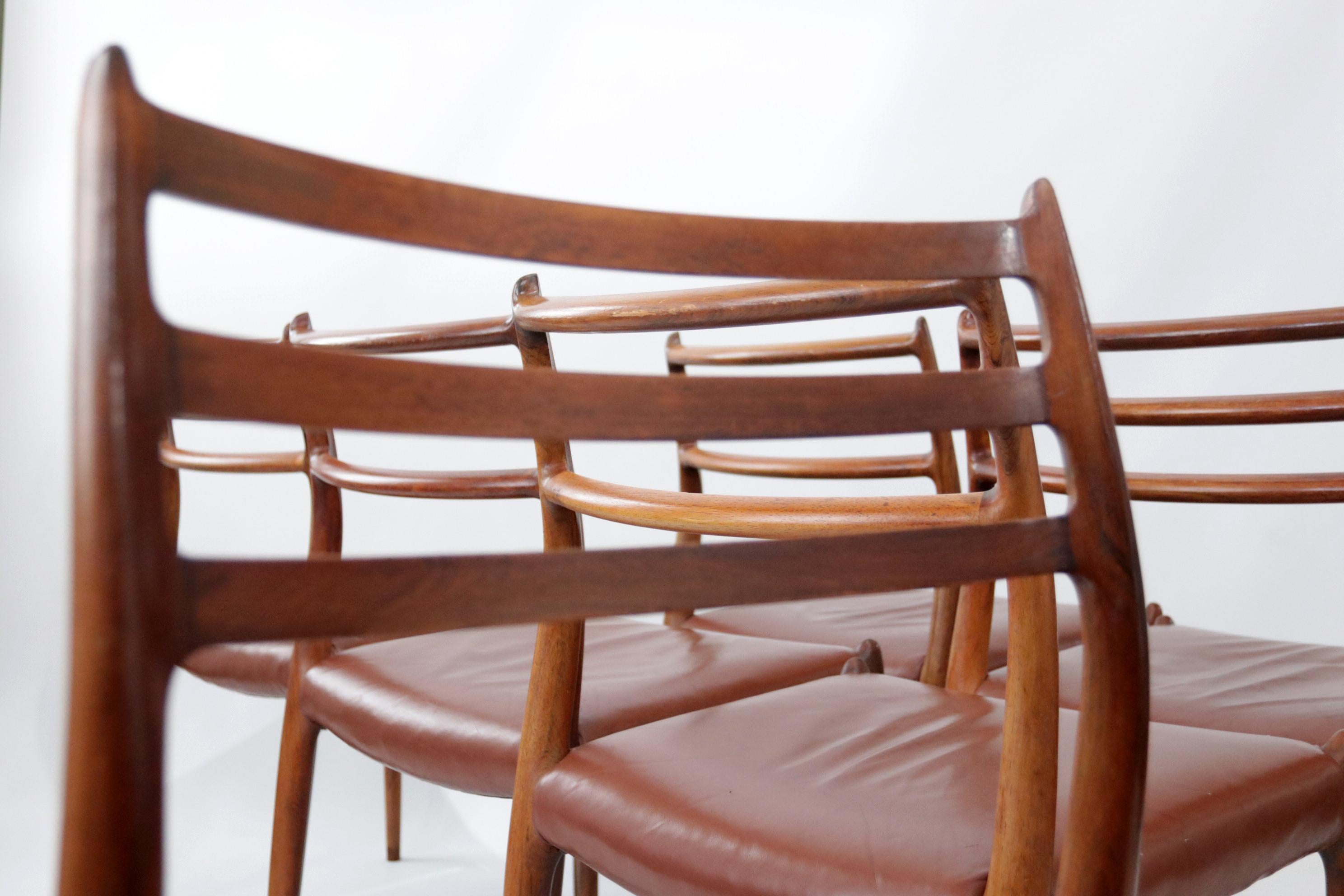 Set of 6 Mid-Century Design Niels Møller Model 78 Rosewood Dining Chairs 1