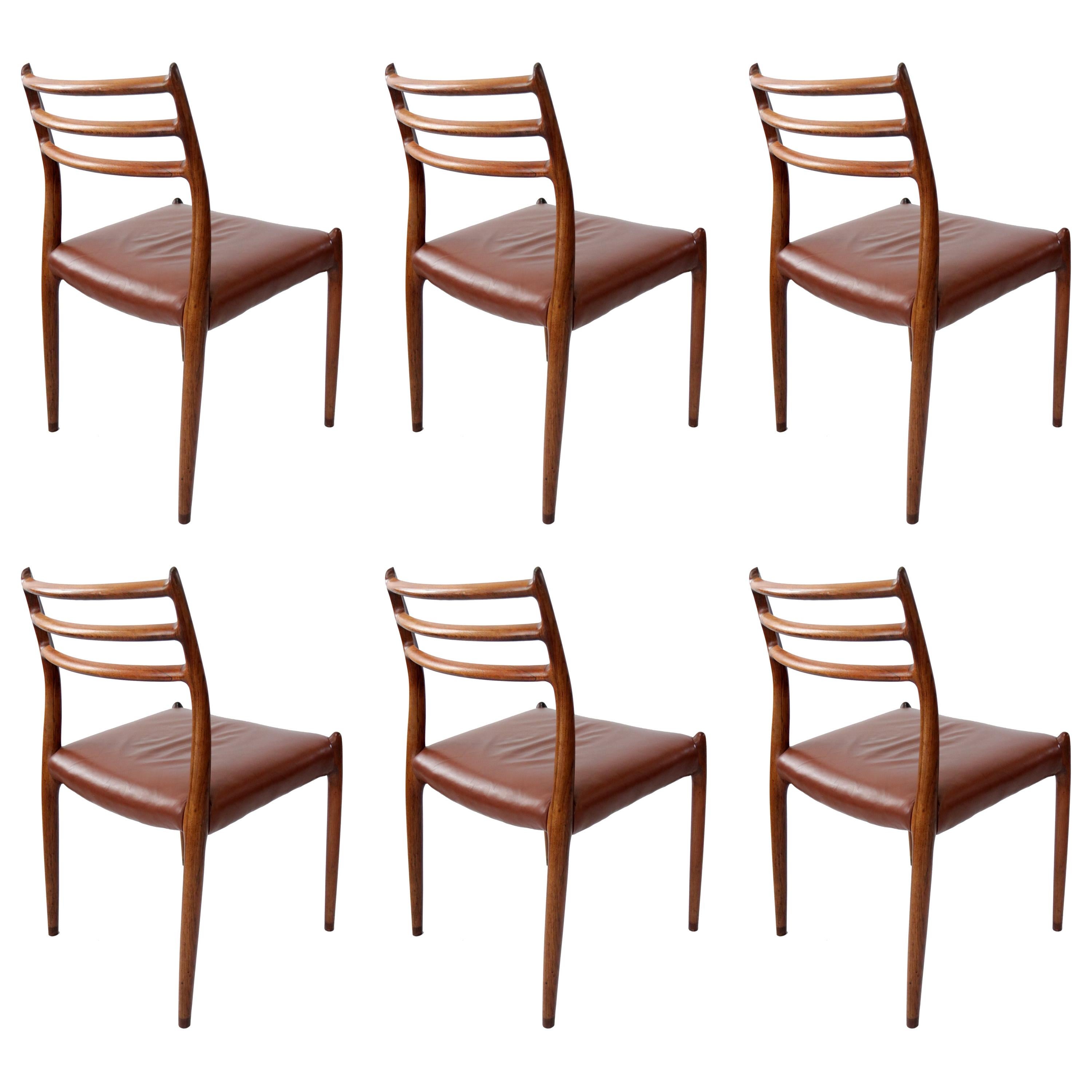 Set of 6 Mid-Century Design Niels Møller Model 78 Rosewood Dining Chairs