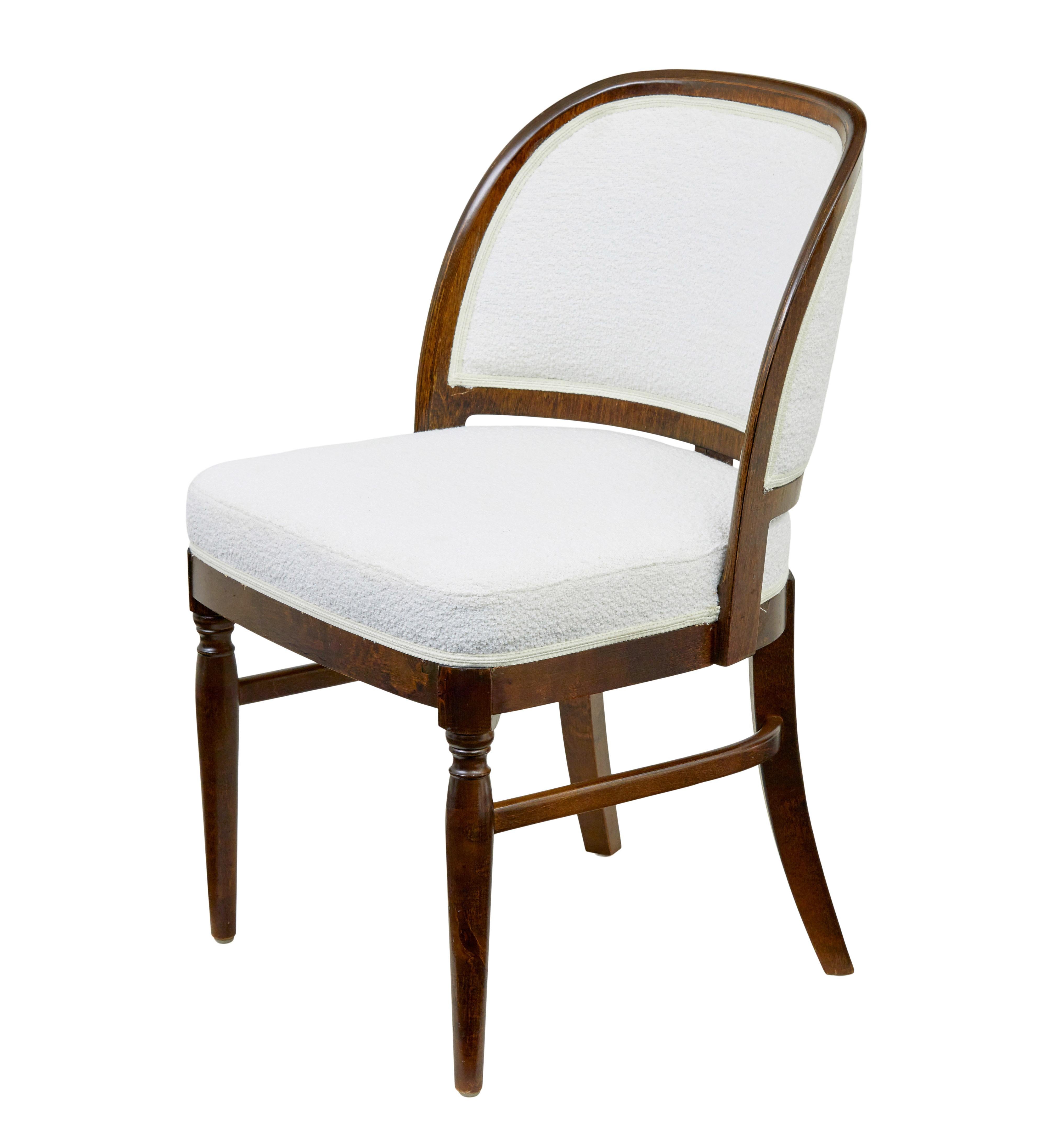 Carved Set of 6 mid century dining chairs by Asko of Finland