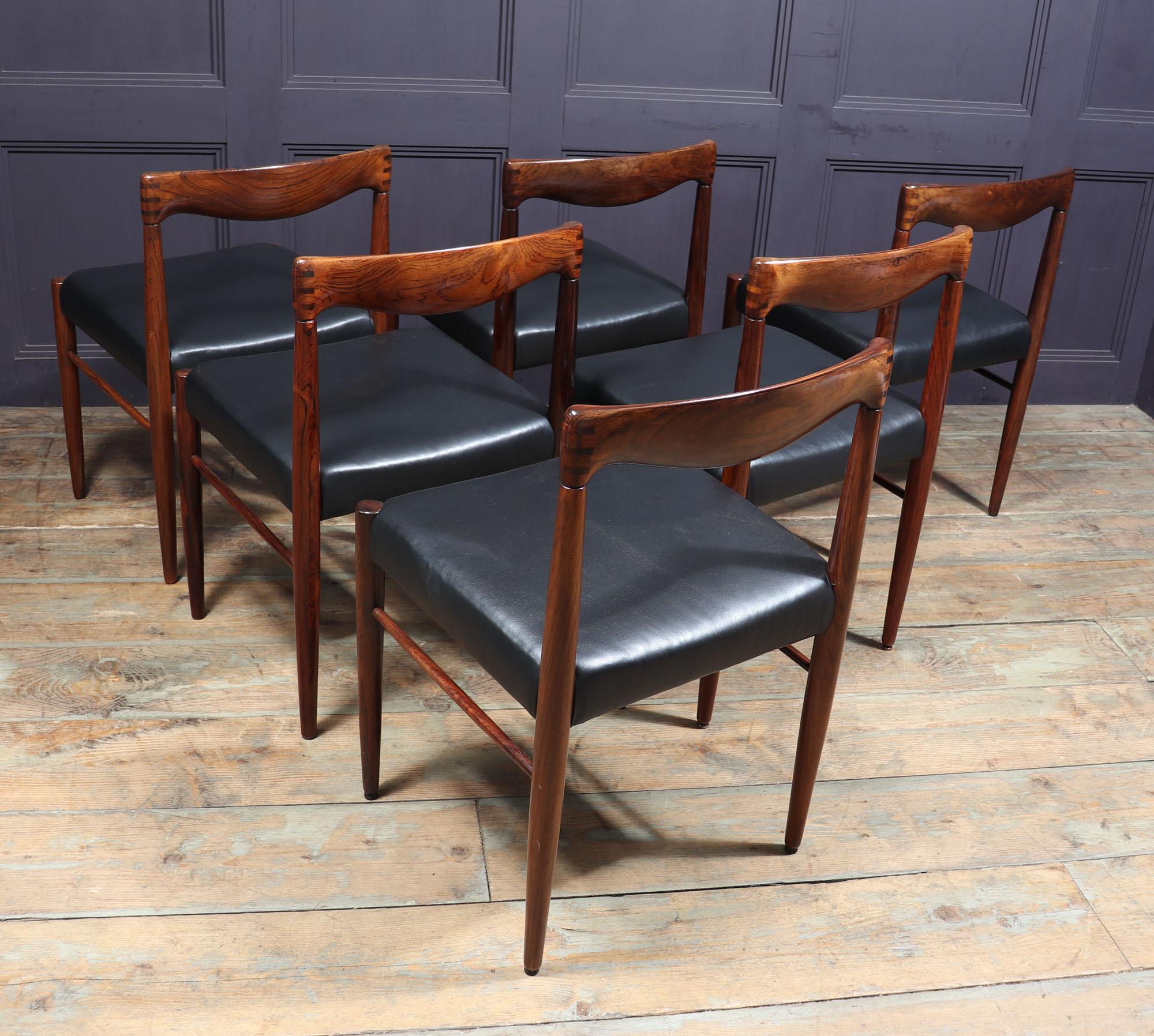 Leather Set of 6 Mid Century Dining Chairs by Bramin