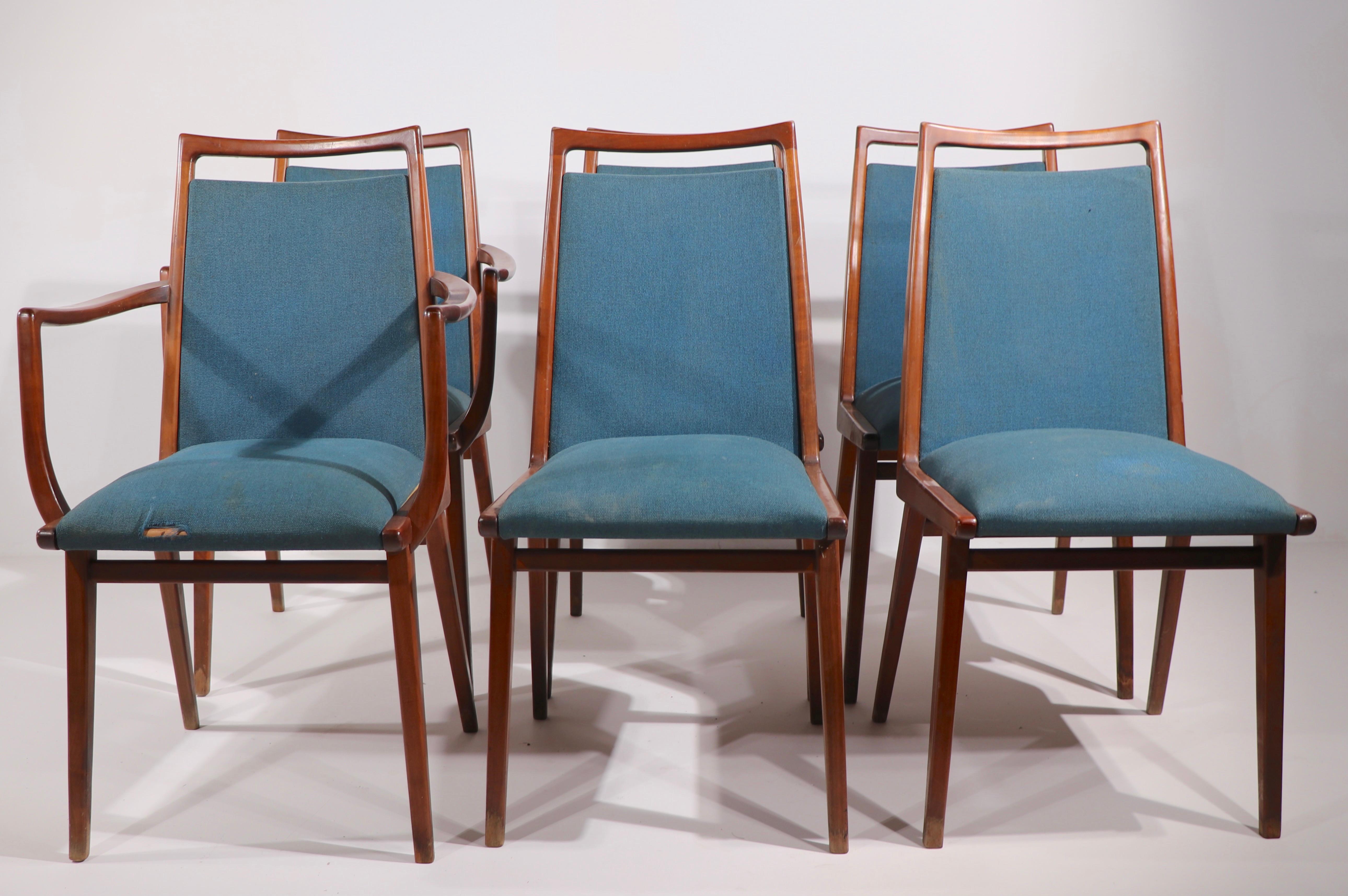 Upholstery Set of 6 Mid Century Dining Chairs Made in Germany by Casala For Sale