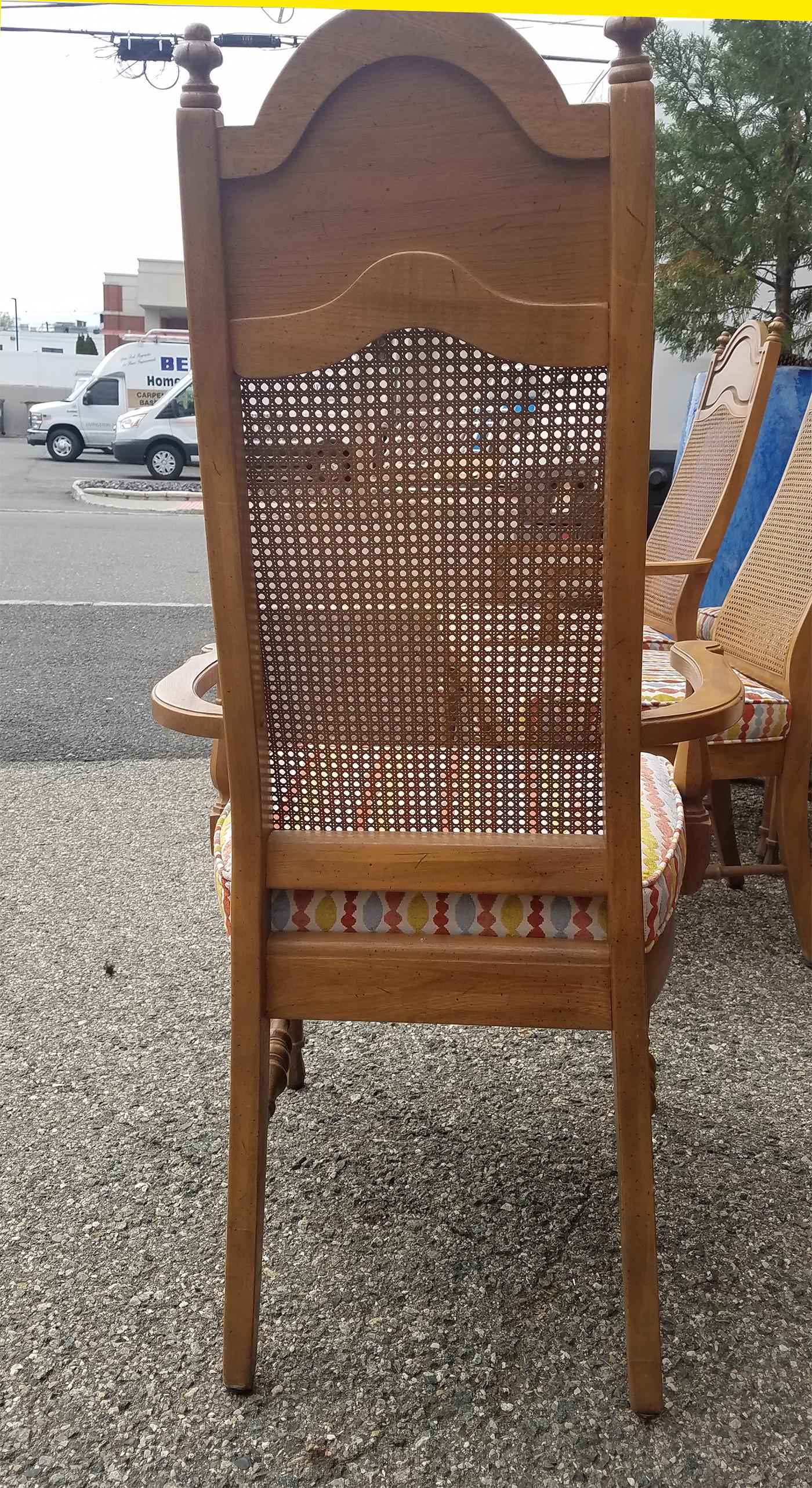 Mid-Century Modern Set of 6 Midcentury Dining Chairs, Multicolored Upholstery For Sale