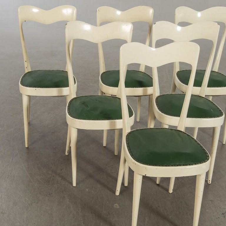 Conjunto de 6 sillas de comedor Mid Century con asientos verdes Europeo en venta