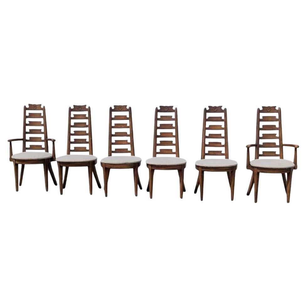 Set of 6 Mid Century Dining Chairs, Wood, Walnut Finish, USA, c. 1960s For Sale
