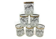 Set di 6 bicchieri da borsa commemorativi DOB della metà del secolo 1966-1976