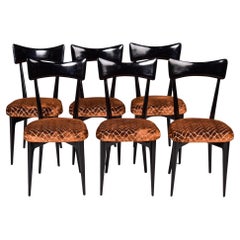 Set of 6 Mid Century Ebonised Italian Dining Chairs
