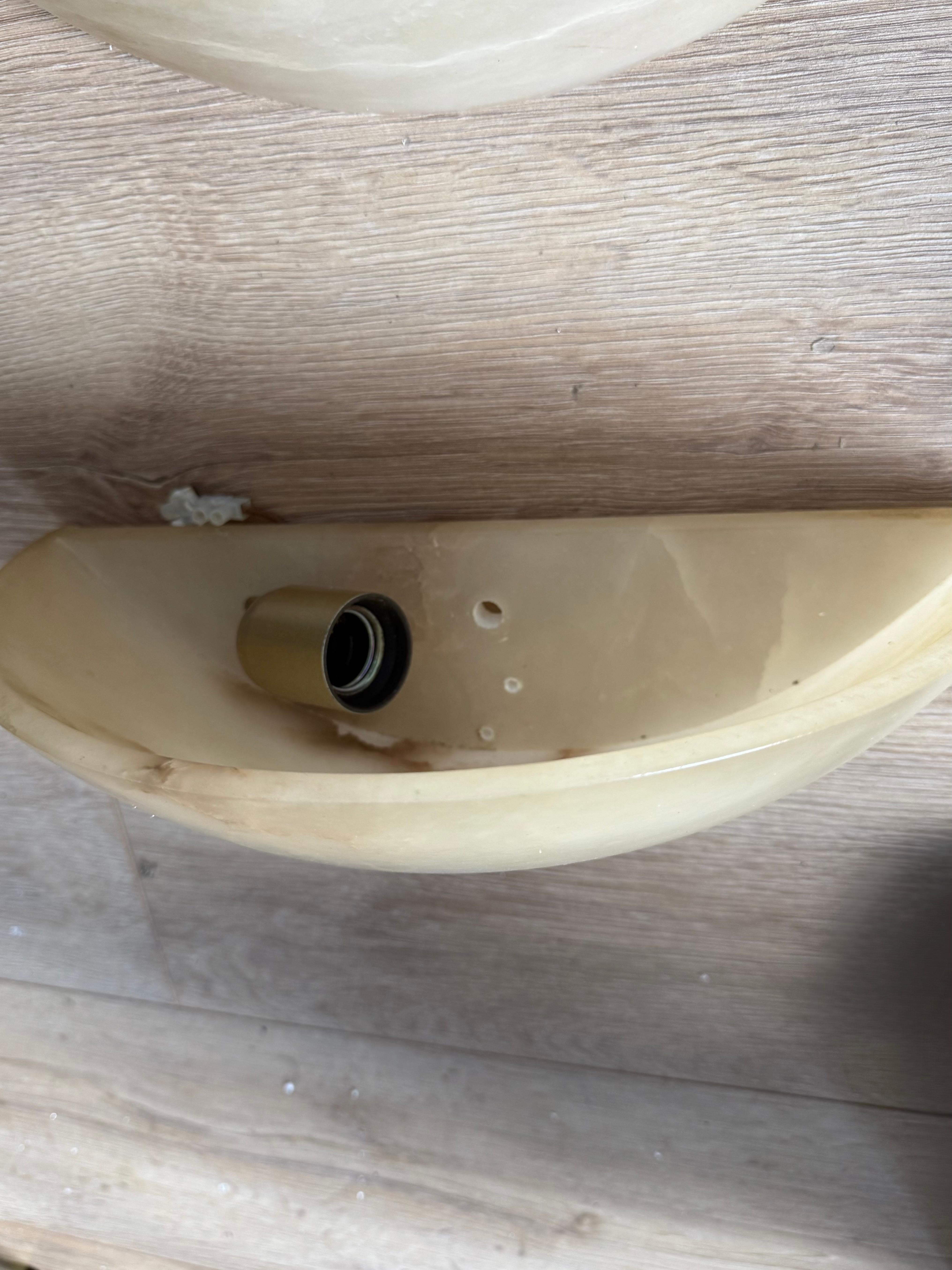 Set of 6 Mid-Century Era, Art Deco Style, Good Condition Alabaster Wall Sconces For Sale 5