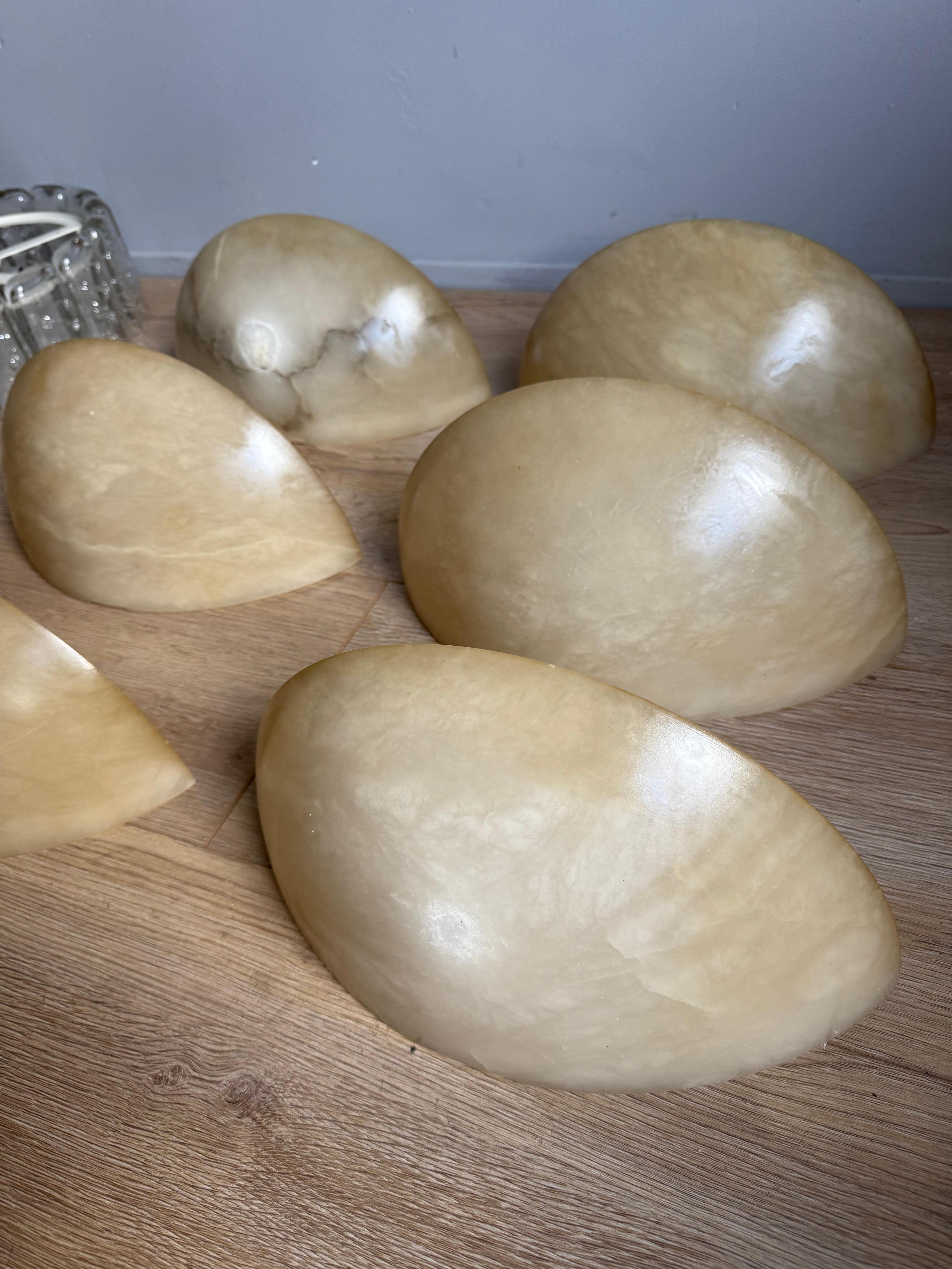 Set of 6 Mid-Century Era, Art Deco Style, Good Condition Alabaster Wall Sconces For Sale 7