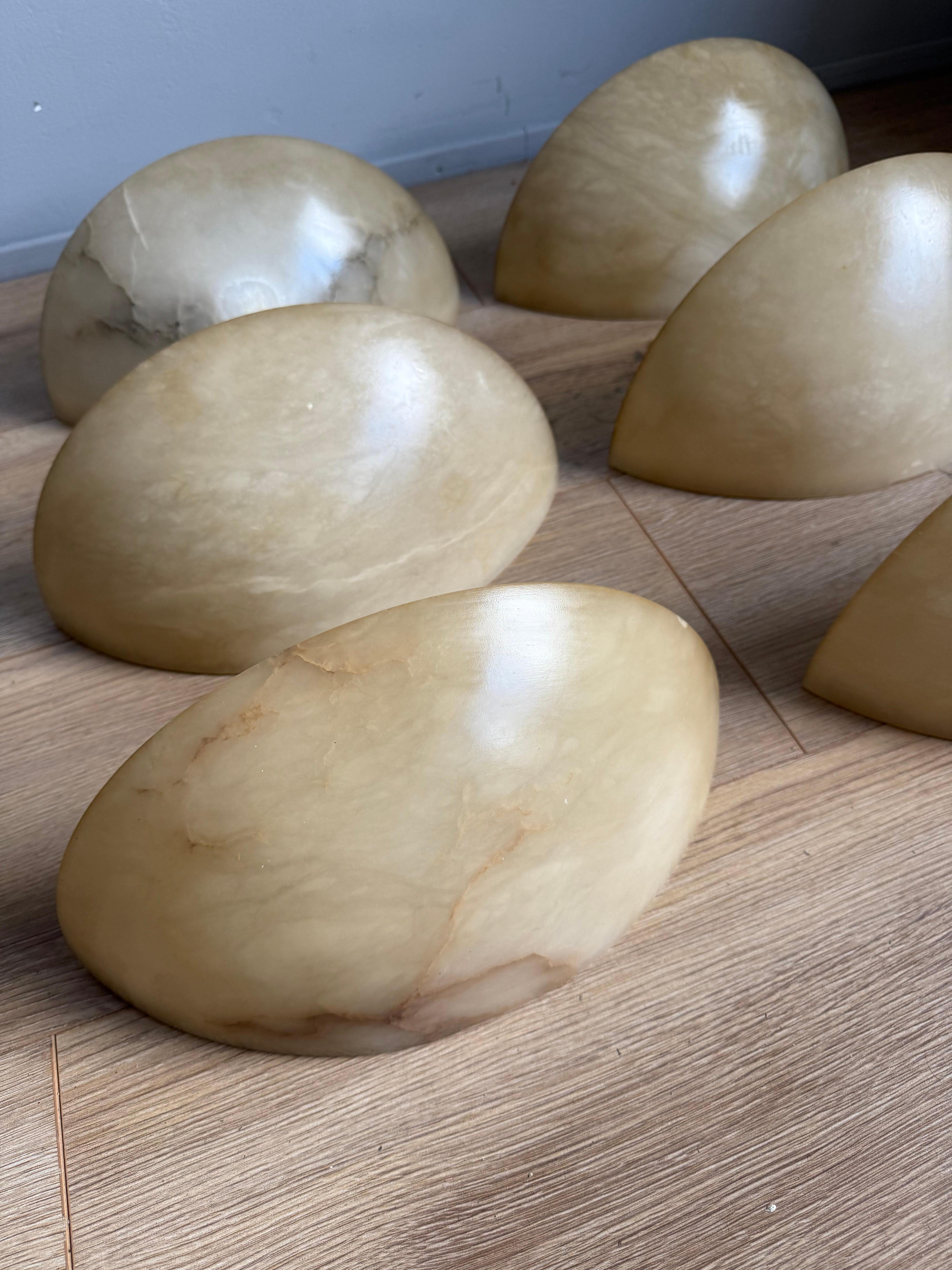 Set of 6 Mid-Century Era, Art Deco Style, Good Condition Alabaster Wall Sconces For Sale 8