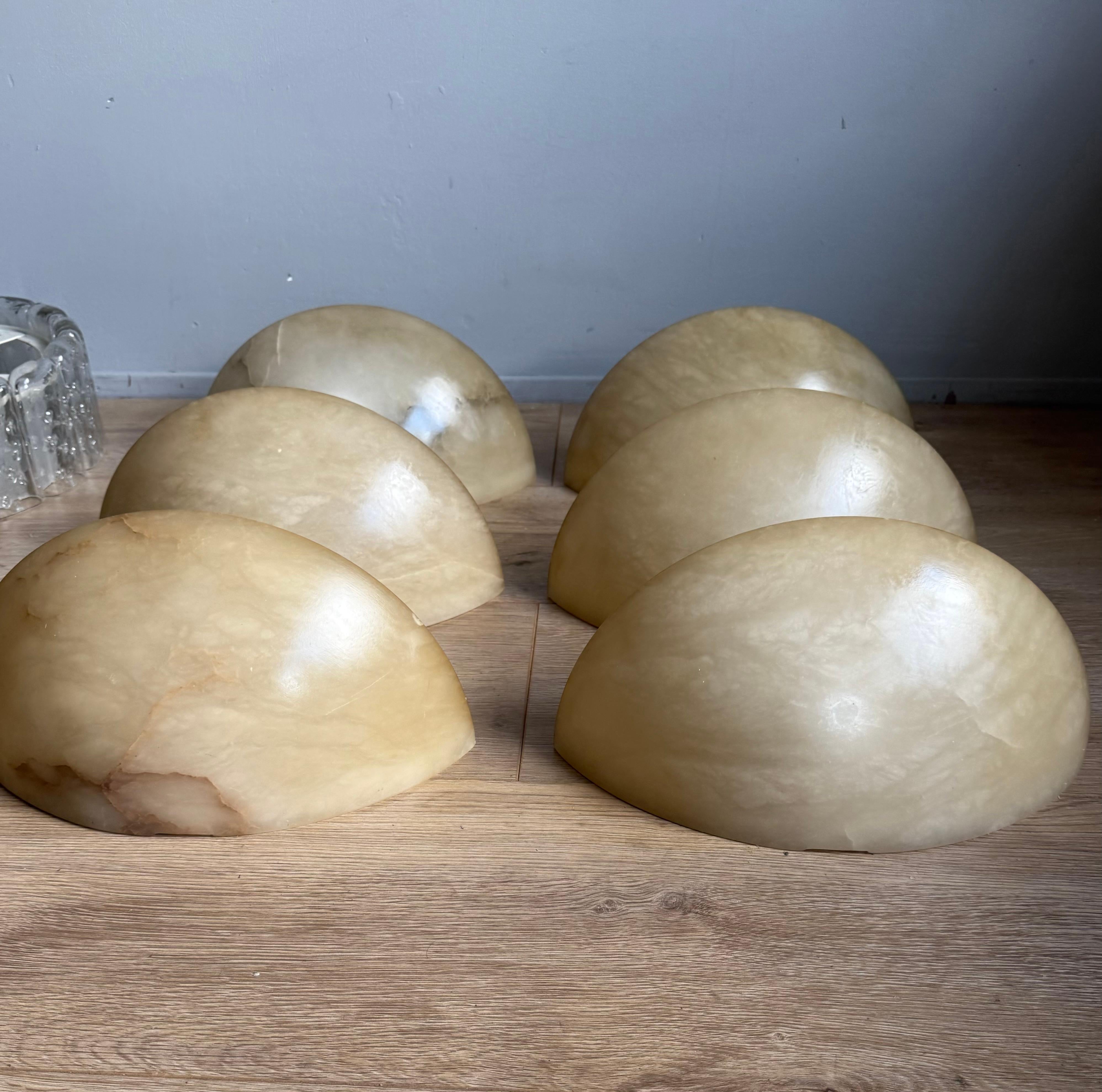 Set of 6 Mid-Century Era, Art Deco Style, Good Condition Alabaster Wall Sconces For Sale 9