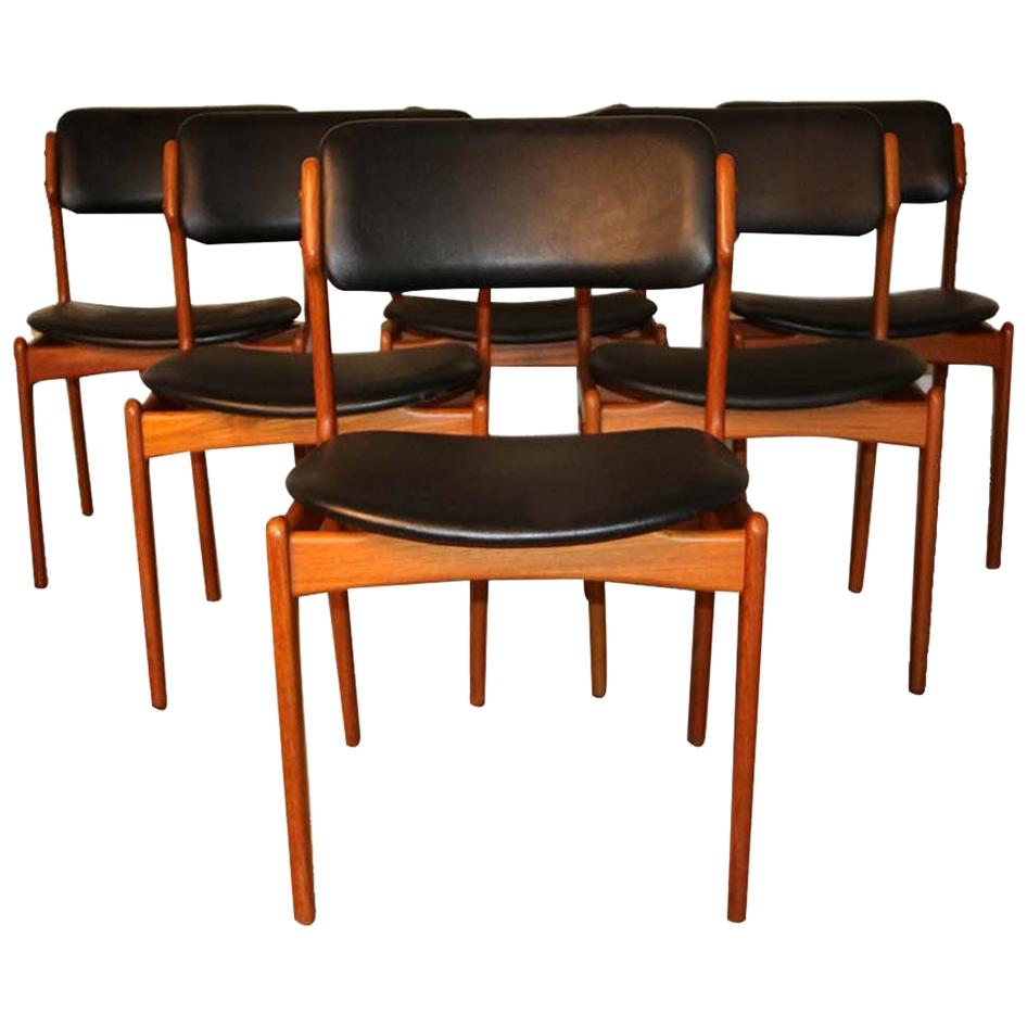 Set of 6 Mid Century Erik Buch Model 49 Teak Dining Chairs