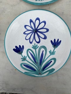 Set of 6 Mid-Century Flowers Plates Robert Picault Vallauris