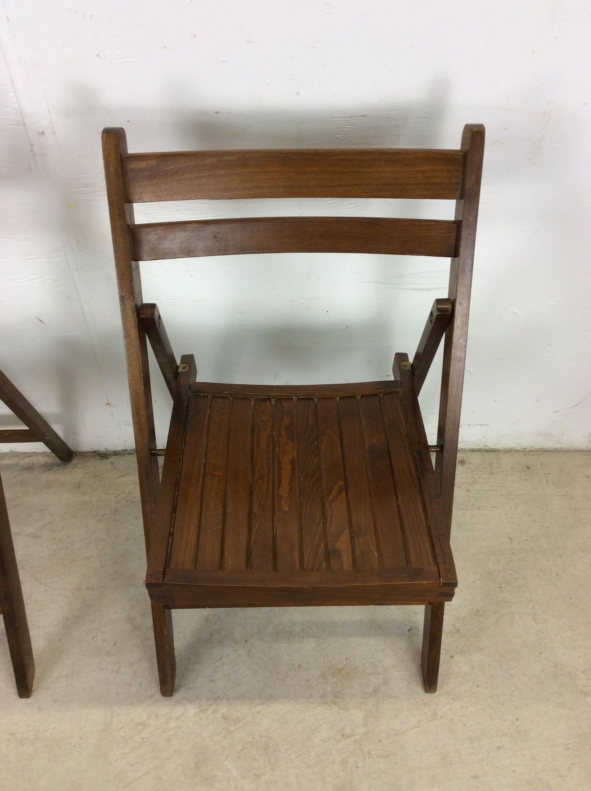 Ensemble de 6 chaises pliantes du milieu du siècle avec sièges à lattes en vente 6