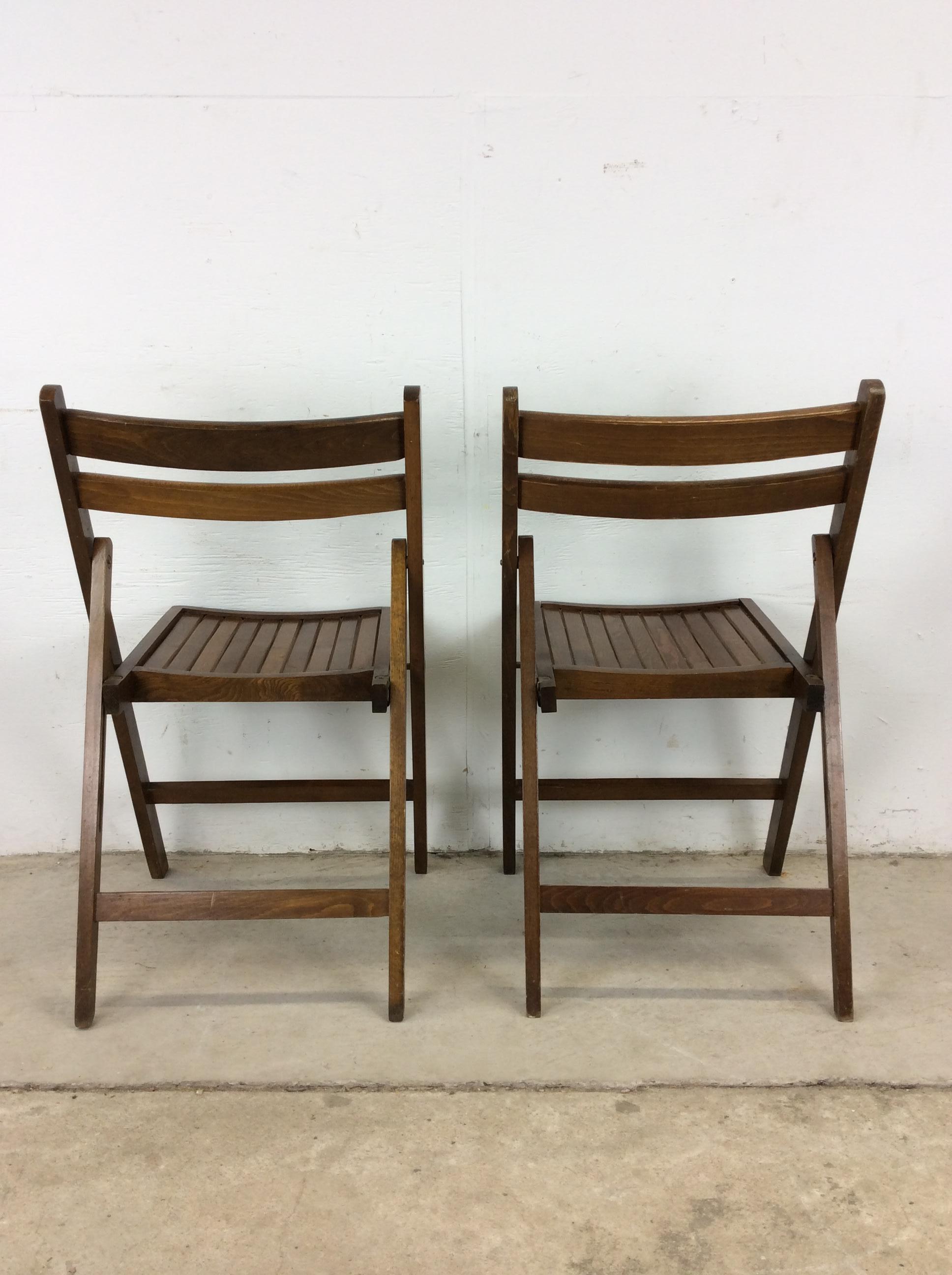 Ensemble de 6 chaises pliantes du milieu du siècle avec sièges à lattes en vente 9