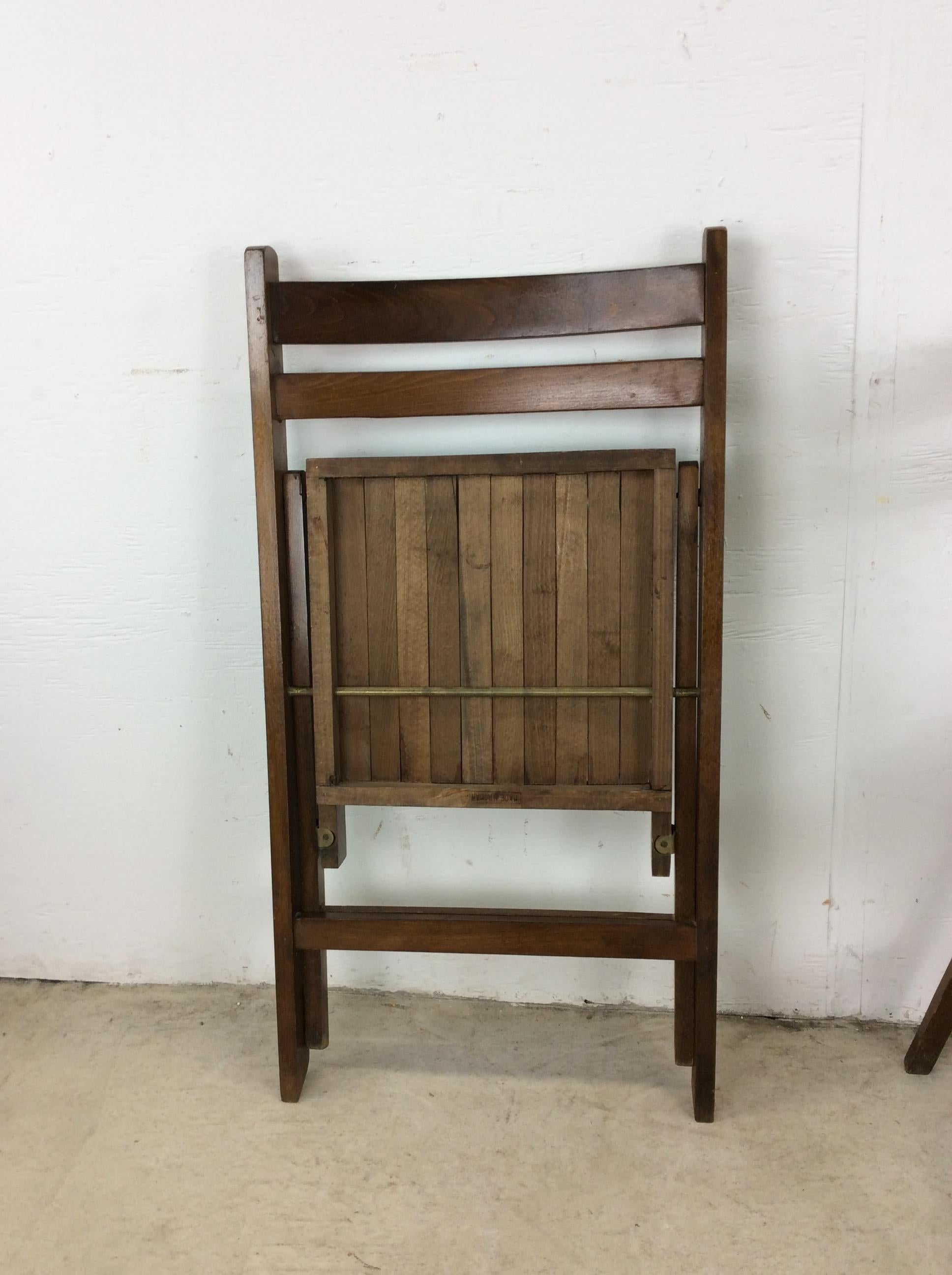 Ensemble de 6 chaises pliantes du milieu du siècle avec sièges à lattes en vente 13