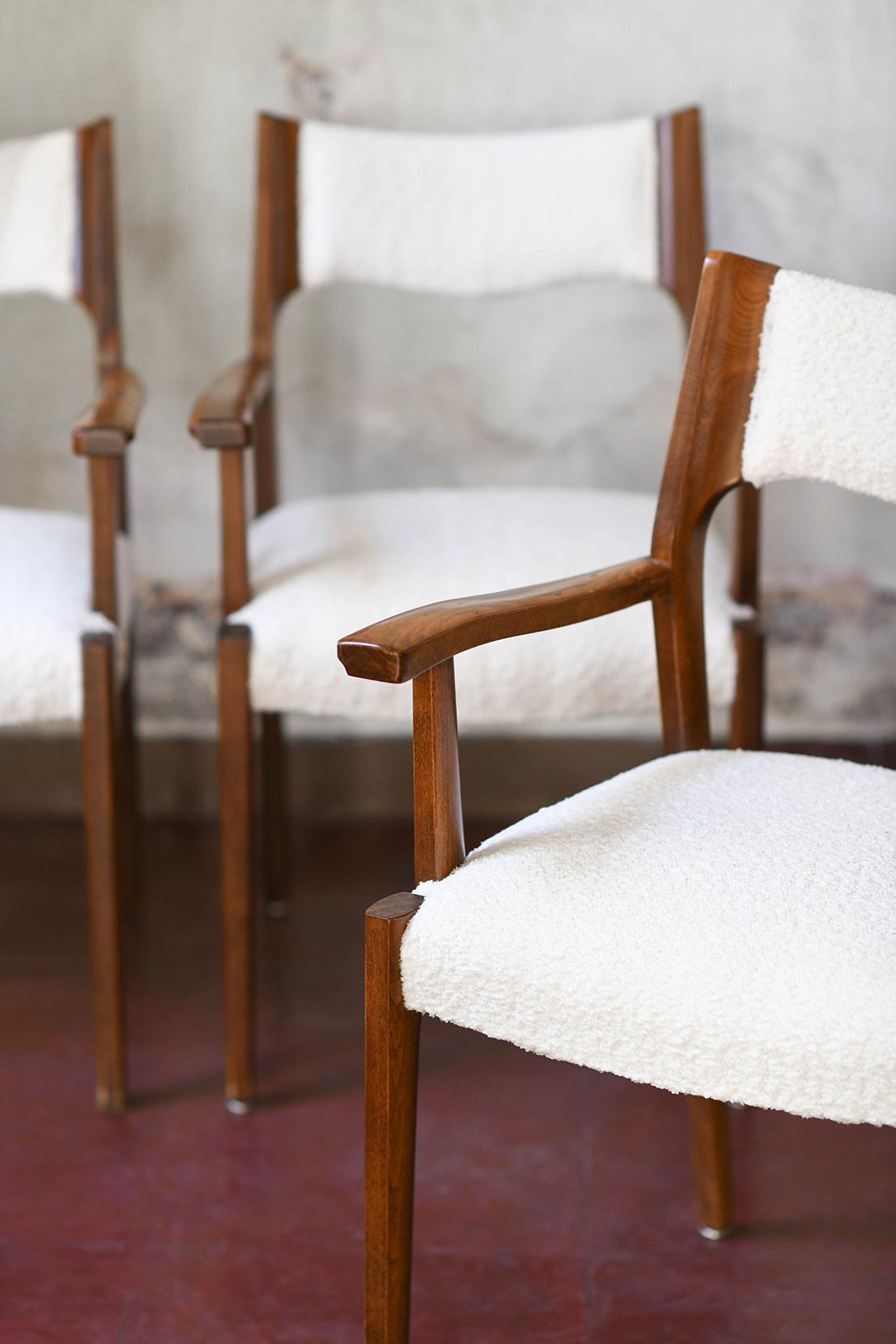 Fabric Set of 6 Mid-Century French armchairs For Sale