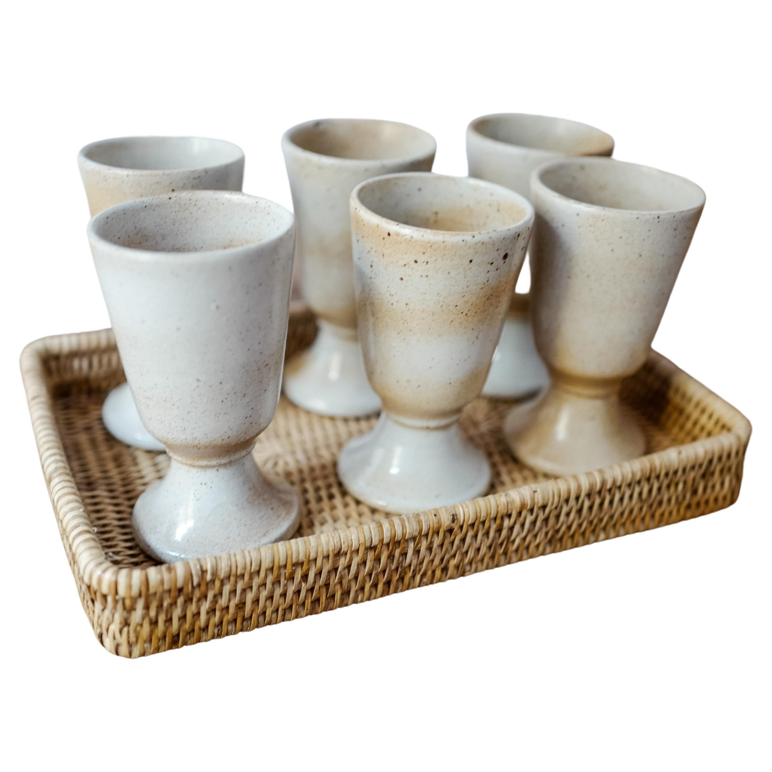 Set of 6 Midcentury French Earthenware Tumblers