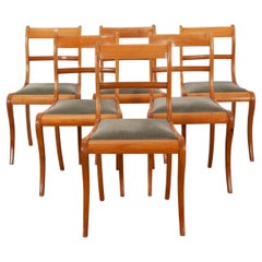 Set of 6 Midcentury Fruitwood Dining Chairs