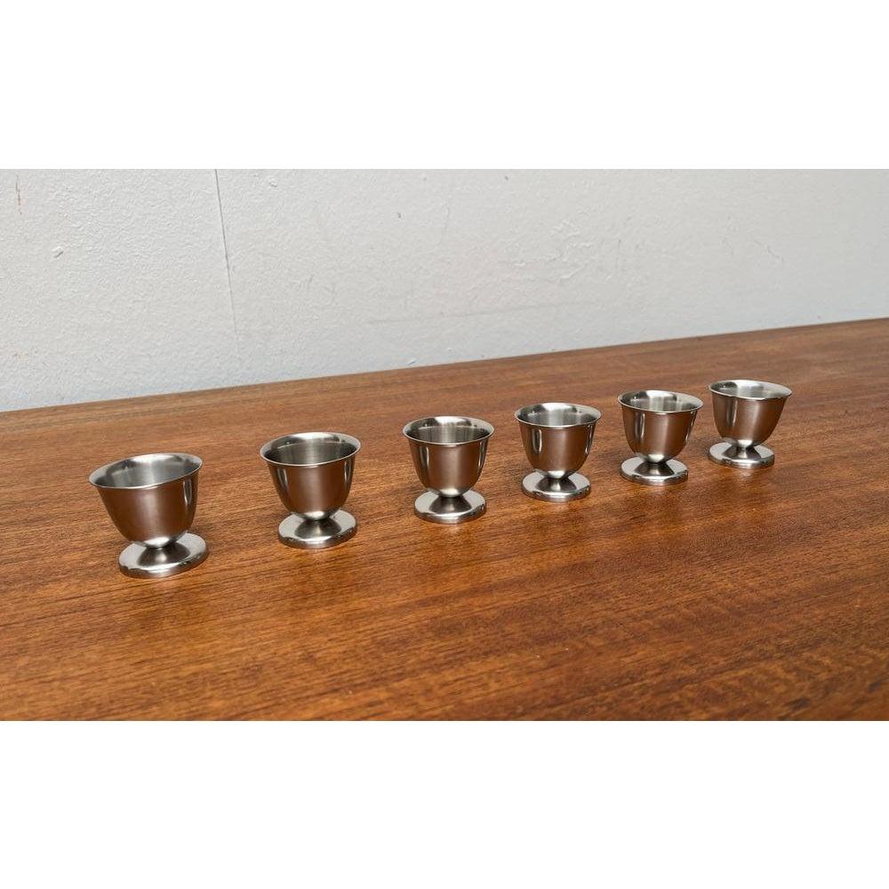 Mid-Century Modern Set of 6 Mid-Century German Cromargan Egg Cups from WMF, 1960s For Sale
