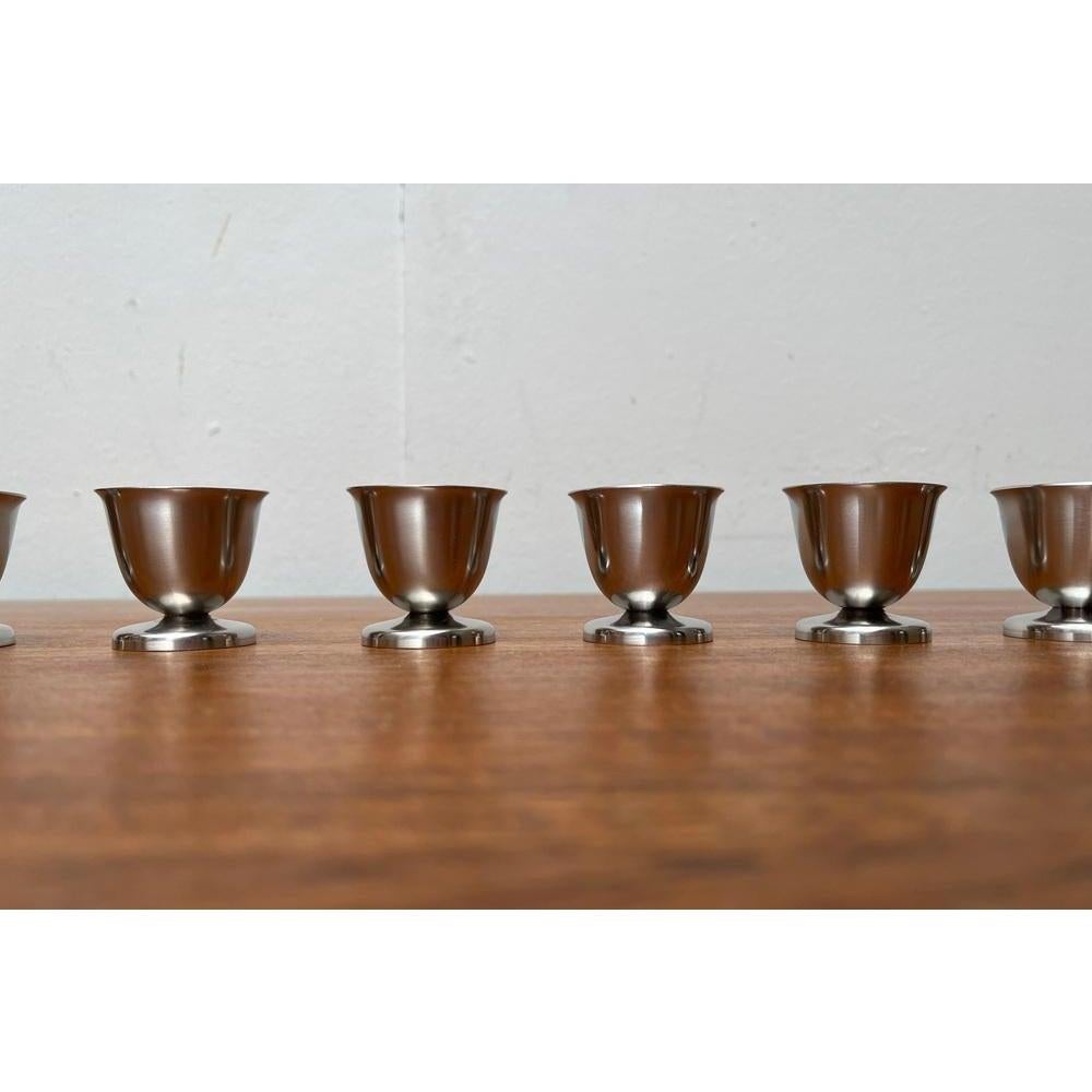 Set of 6 Mid-Century German Cromargan Egg Cups from WMF, 1960s In Excellent Condition For Sale In Hamburg, DE