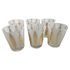Set of 6 Mid-Century "Gold Fish" Double Old Fashioned Glasses by Fred Press