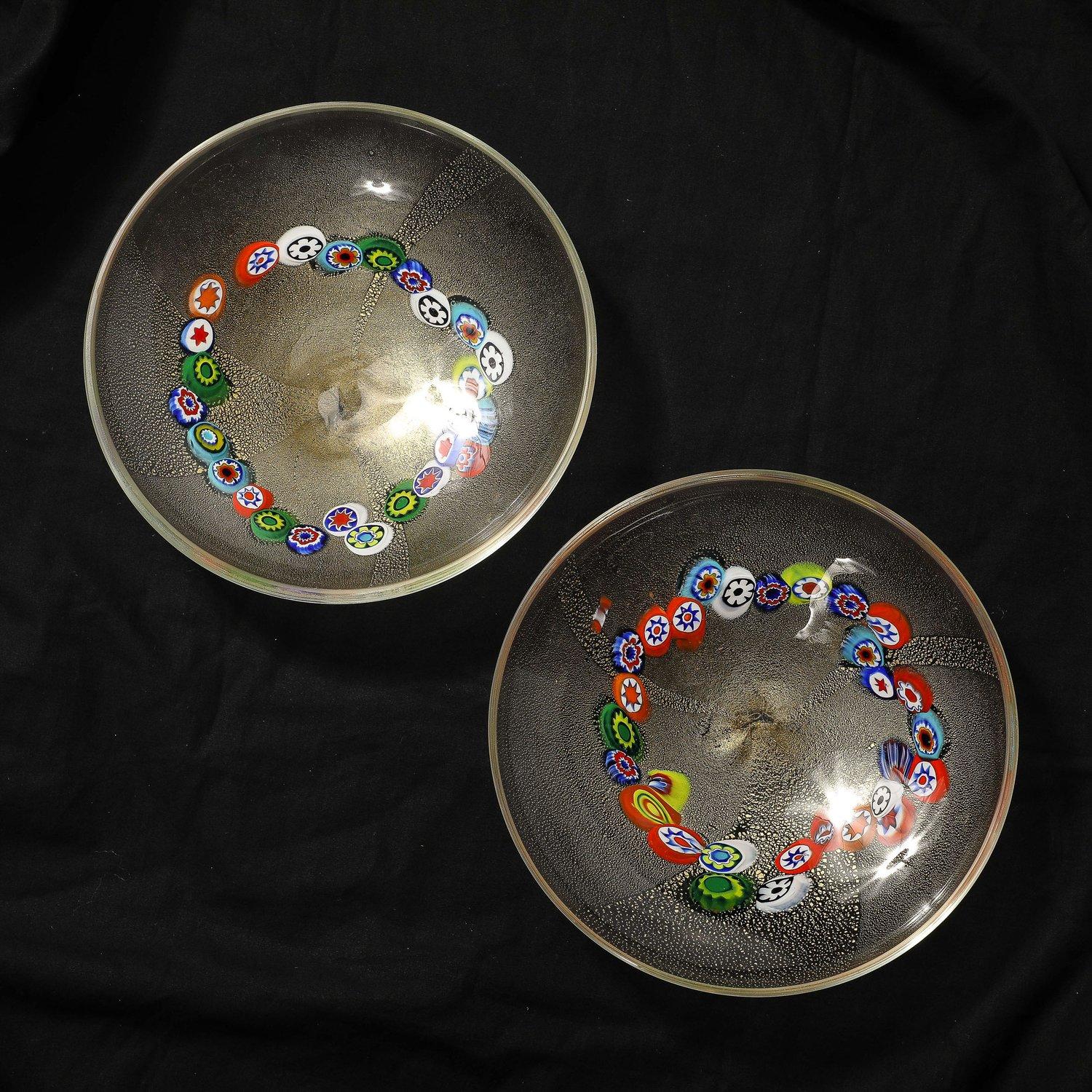 Juego de 6 Platos Millifiori de Murano Soplados a Mano de Mediados de Siglo y Fleck de Oro de 24 Kilates en venta 6