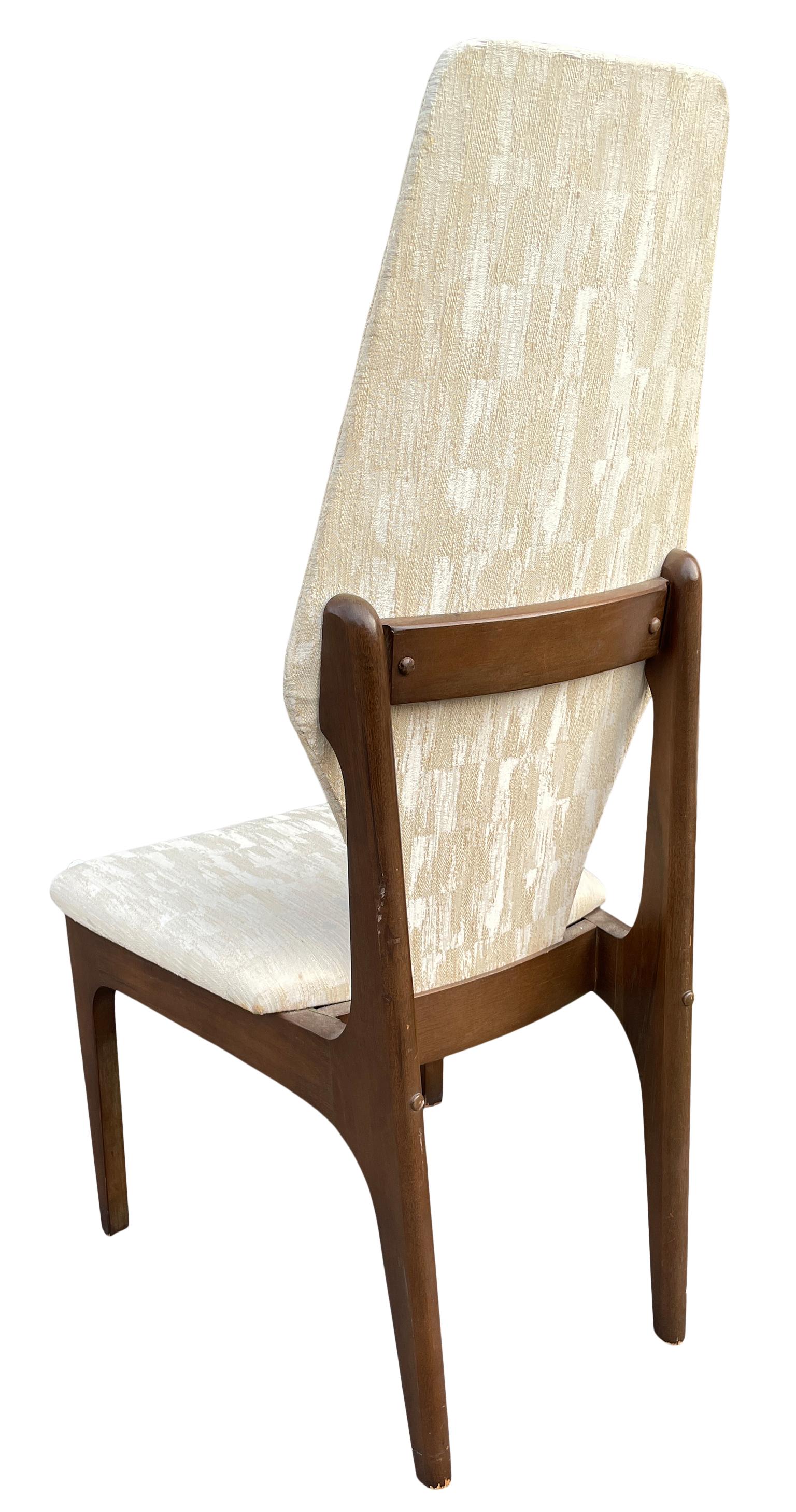 Woodwork Set of 6 Mid Century High Back Walnut Dining Chairs Style of Adrian Pearsall
