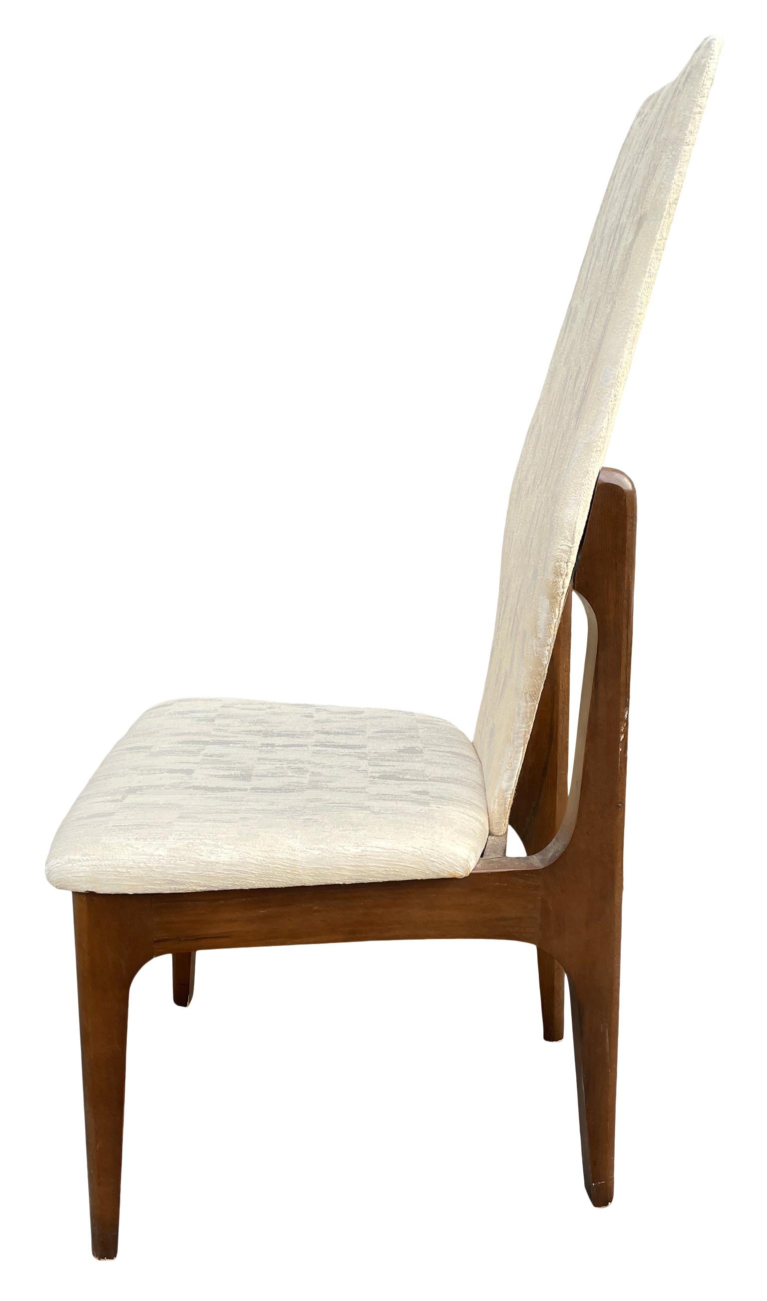 Set of 6 Mid Century High Back Walnut Dining Chairs Style of Adrian Pearsall In Good Condition In BROOKLYN, NY