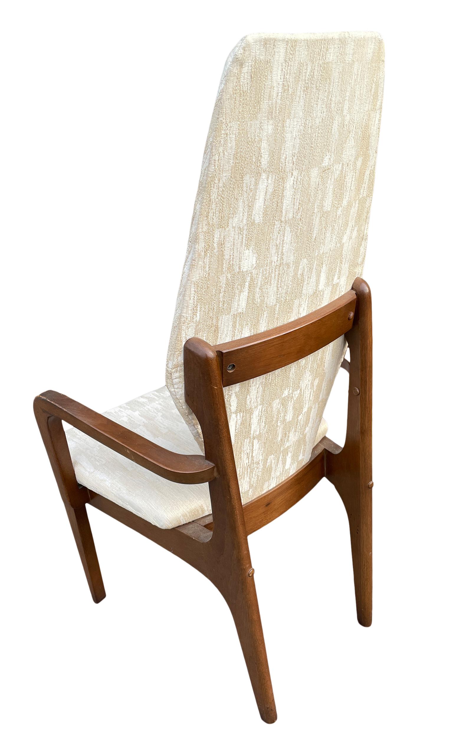 Mid-20th Century Set of 6 Mid Century High Back Walnut Dining Chairs Style of Adrian Pearsall