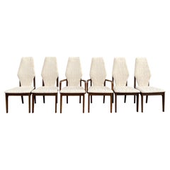 Set of 6 Mid Century High Back Walnut Dining Chairs Style of Adrian Pearsall 