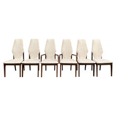 Used Set of 6 Mid Century High Back Walnut Dining Chairs Style of Adrian Pearsall 