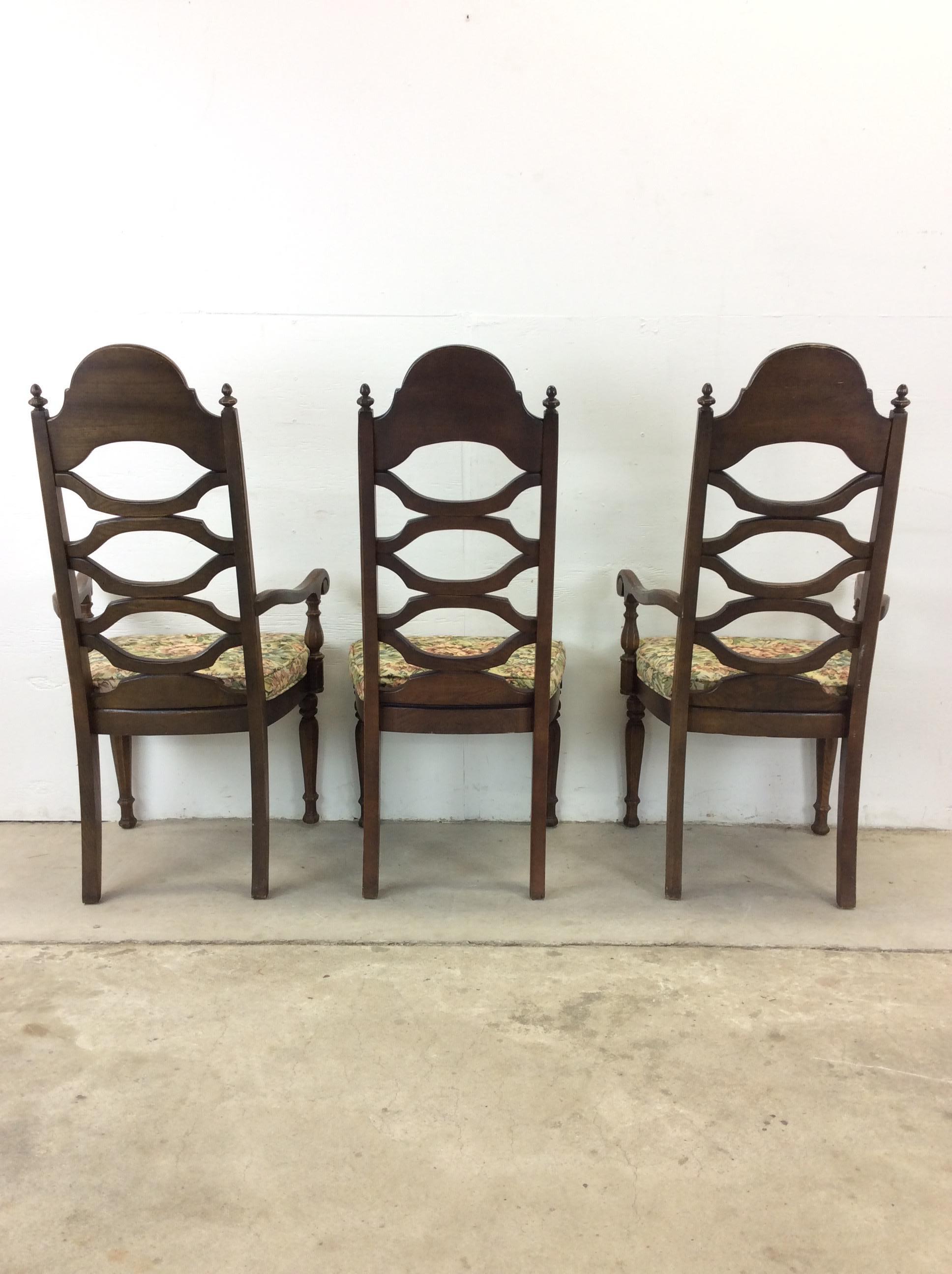 Set of 6 Mid Century Highback Dining Chairs with Vintage Upholstery  For Sale 12