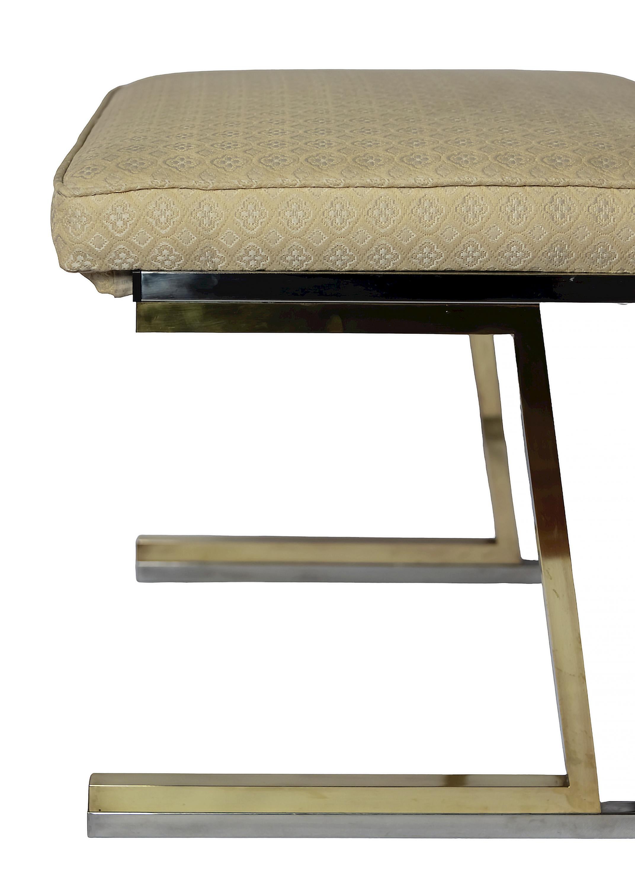 Set of 6 Mid-Century Italian Brass, Chrome and Textile Chairs signed Romeo Rega For Sale 2