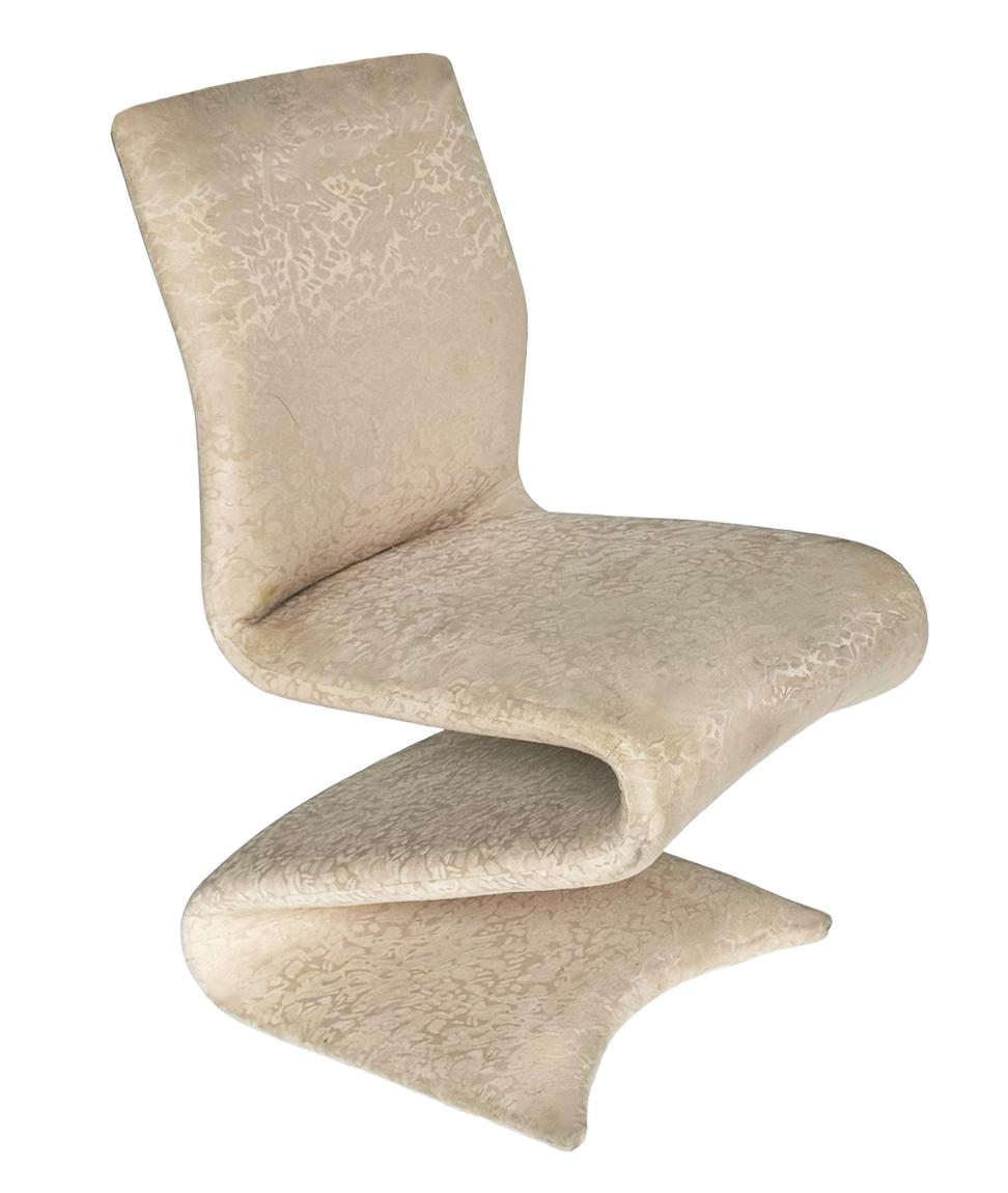Fabric Set of 6 Mid Century Italian Modern Sculptural Dining Chairs After Verner Panton For Sale