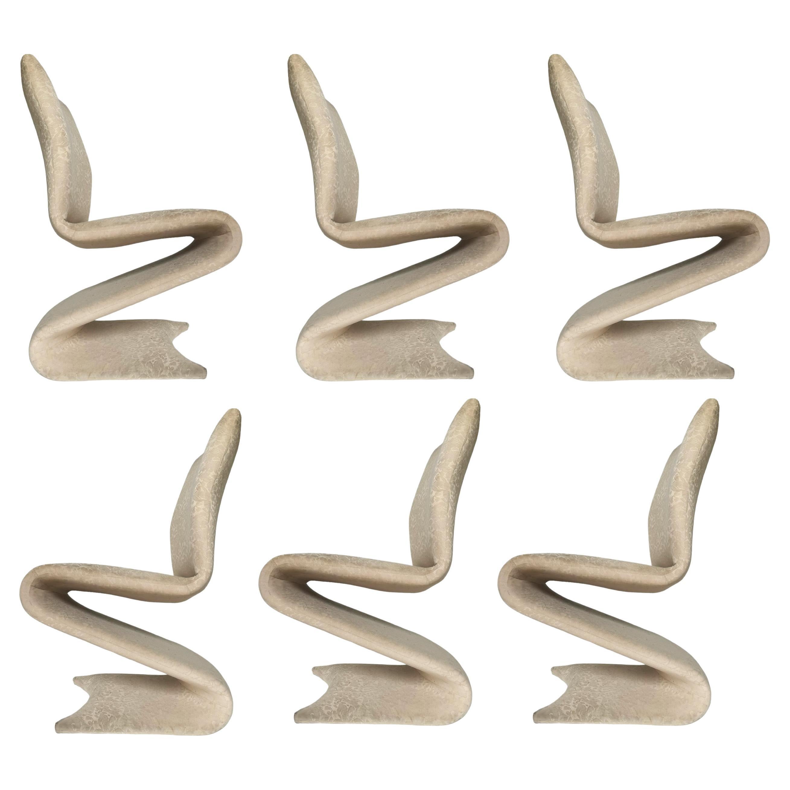 Set of 6 Mid Century Italian Modern Sculptural Dining Chairs After Verner Panton