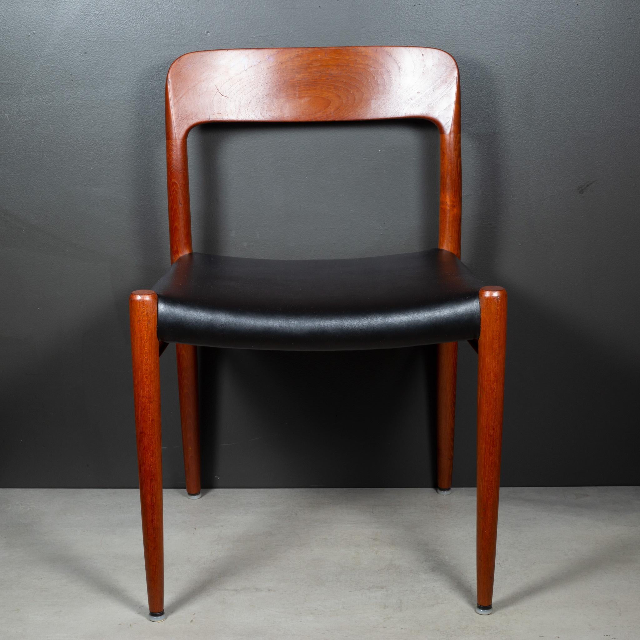 Set of 6 Mid-century J.L. Moller Model #75 Solid Teak Dining Chairs c.1960 For Sale 4