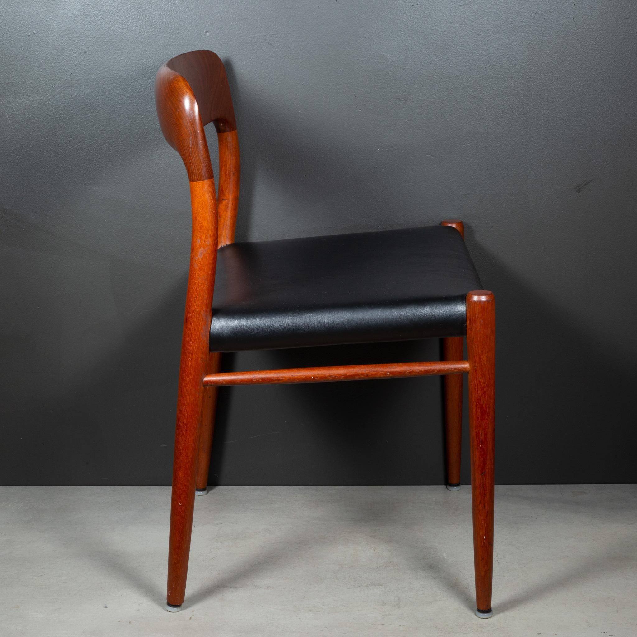 Set of 6 Mid-century J.L. Moller Model #75 Solid Teak Dining Chairs c.1960 For Sale 6
