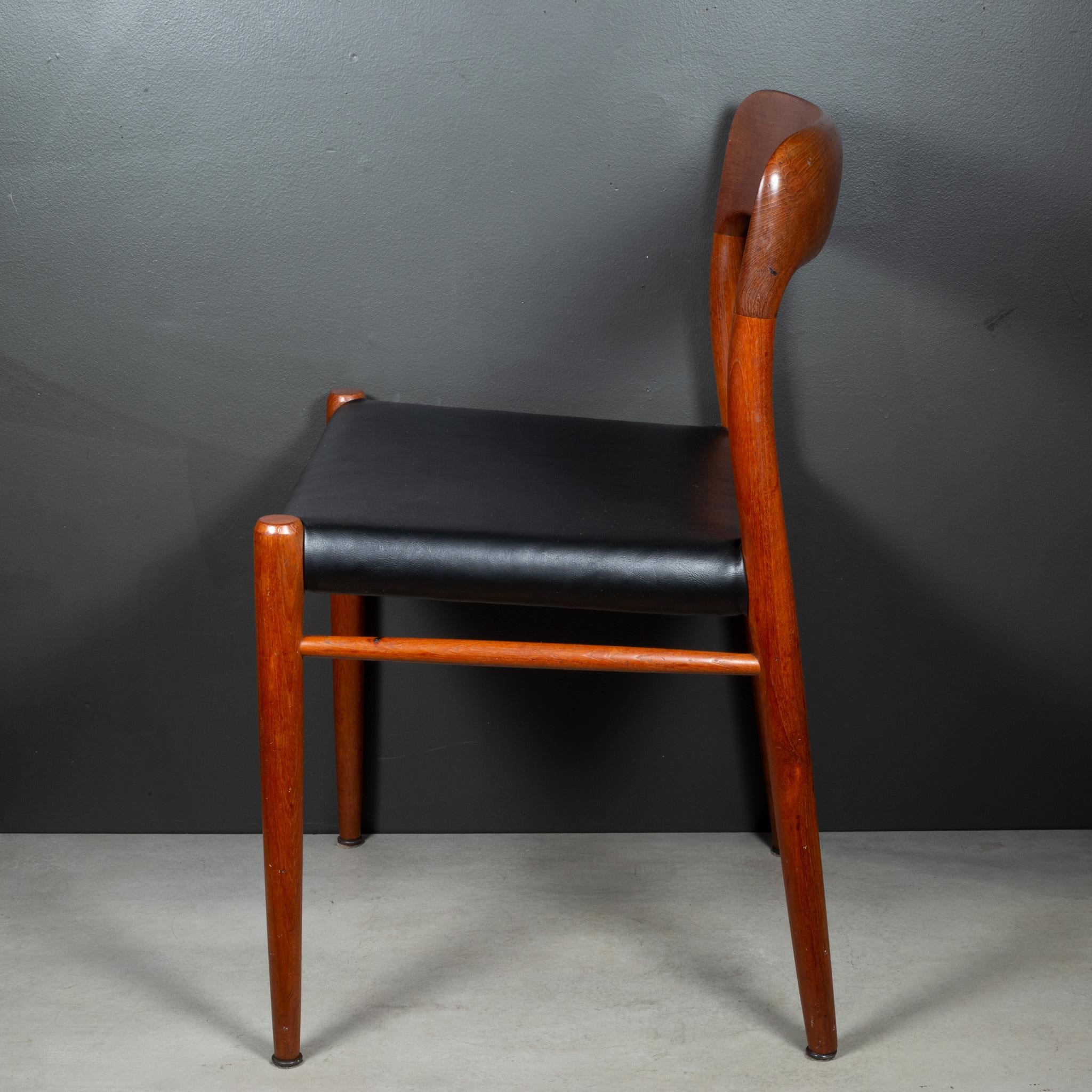 Danish Set of 6 Mid-century J.L. Moller Model #75 Solid Teak Dining Chairs c.1960 For Sale