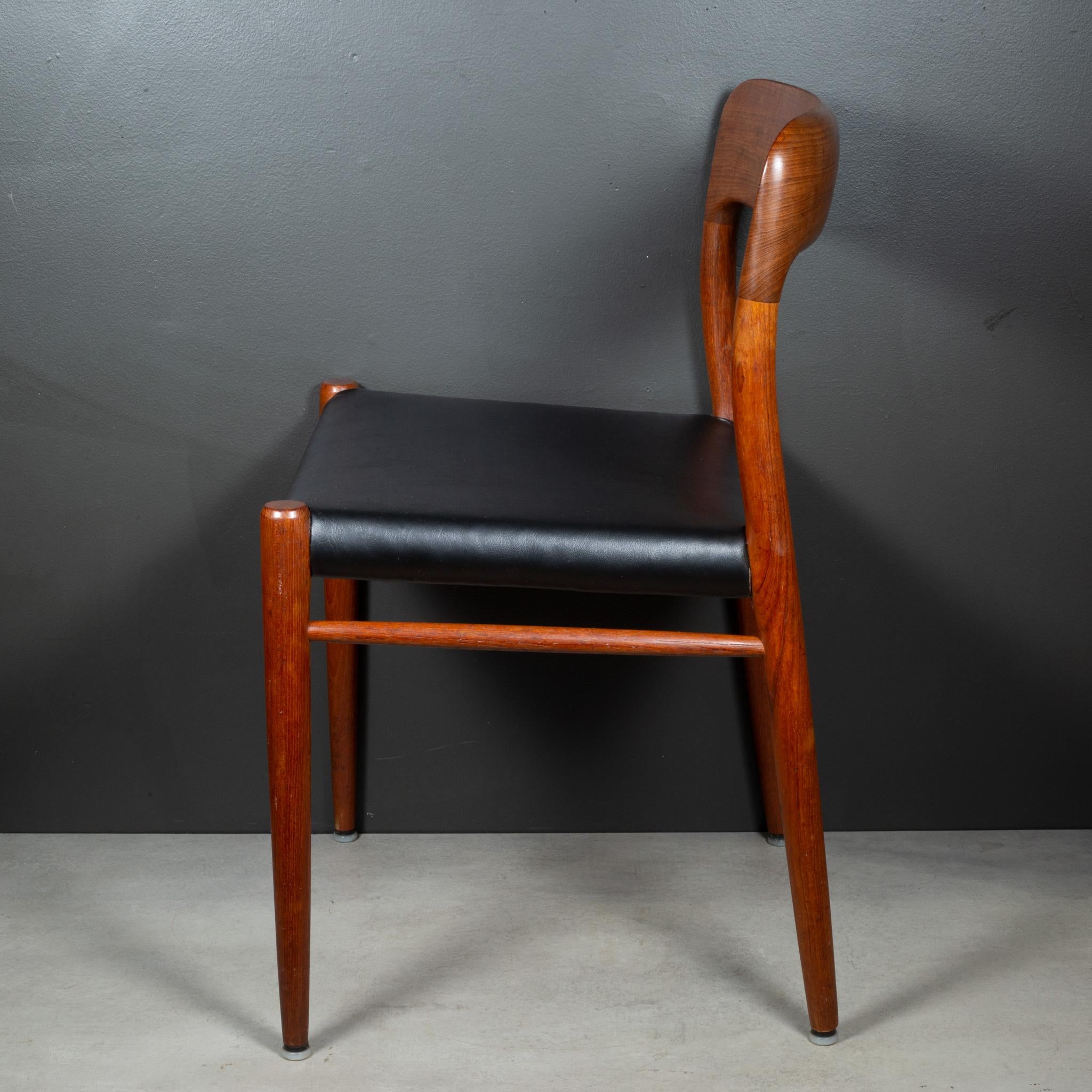 Set of 6 Mid-century J.L. Moller Model #75 Solid Teak Dining Chairs c.1960 For Sale 1