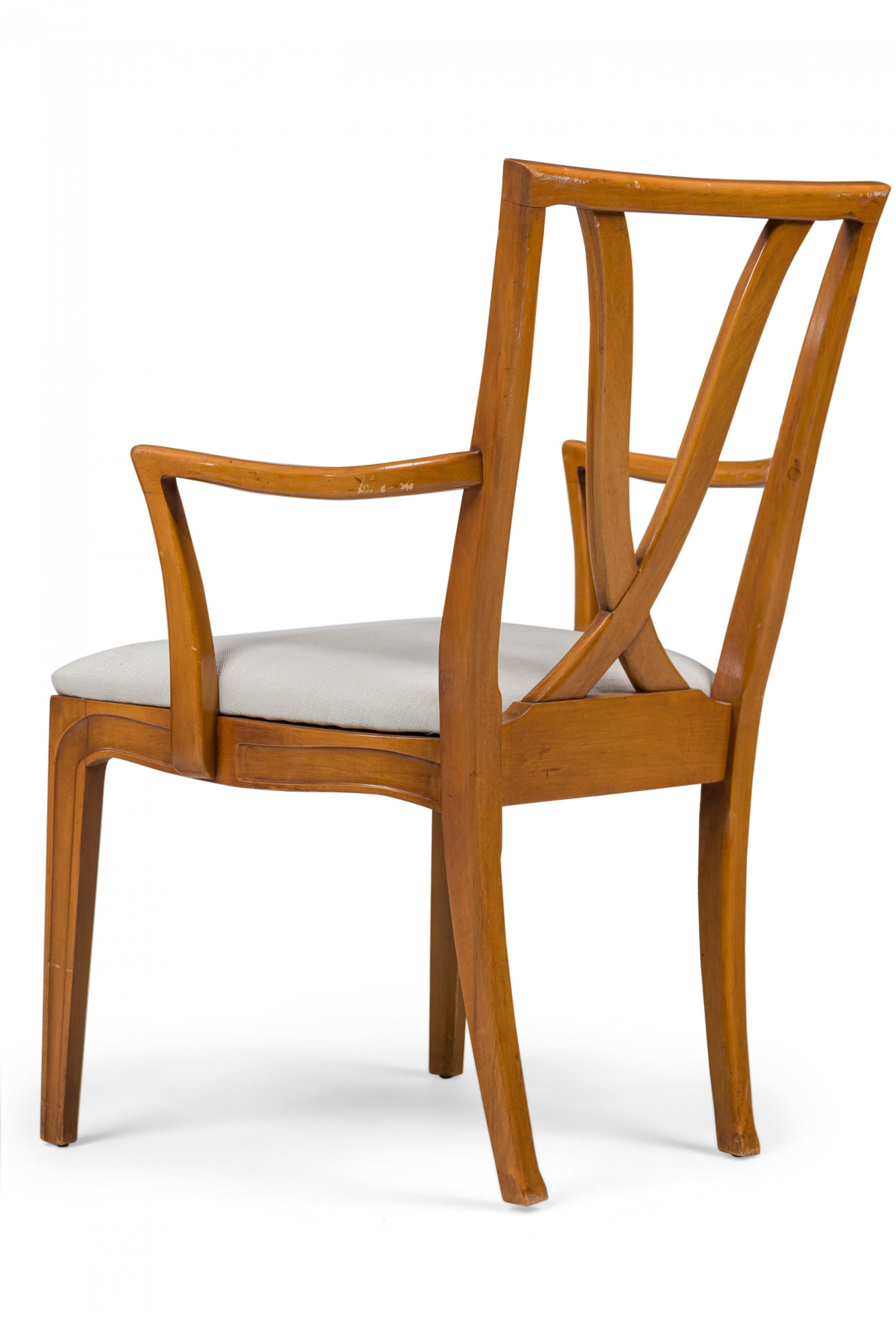 Set of 6 Mid-Century Maple Upholstered Dining Chairs (Tomlinson) (Geschnitzt) im Angebot