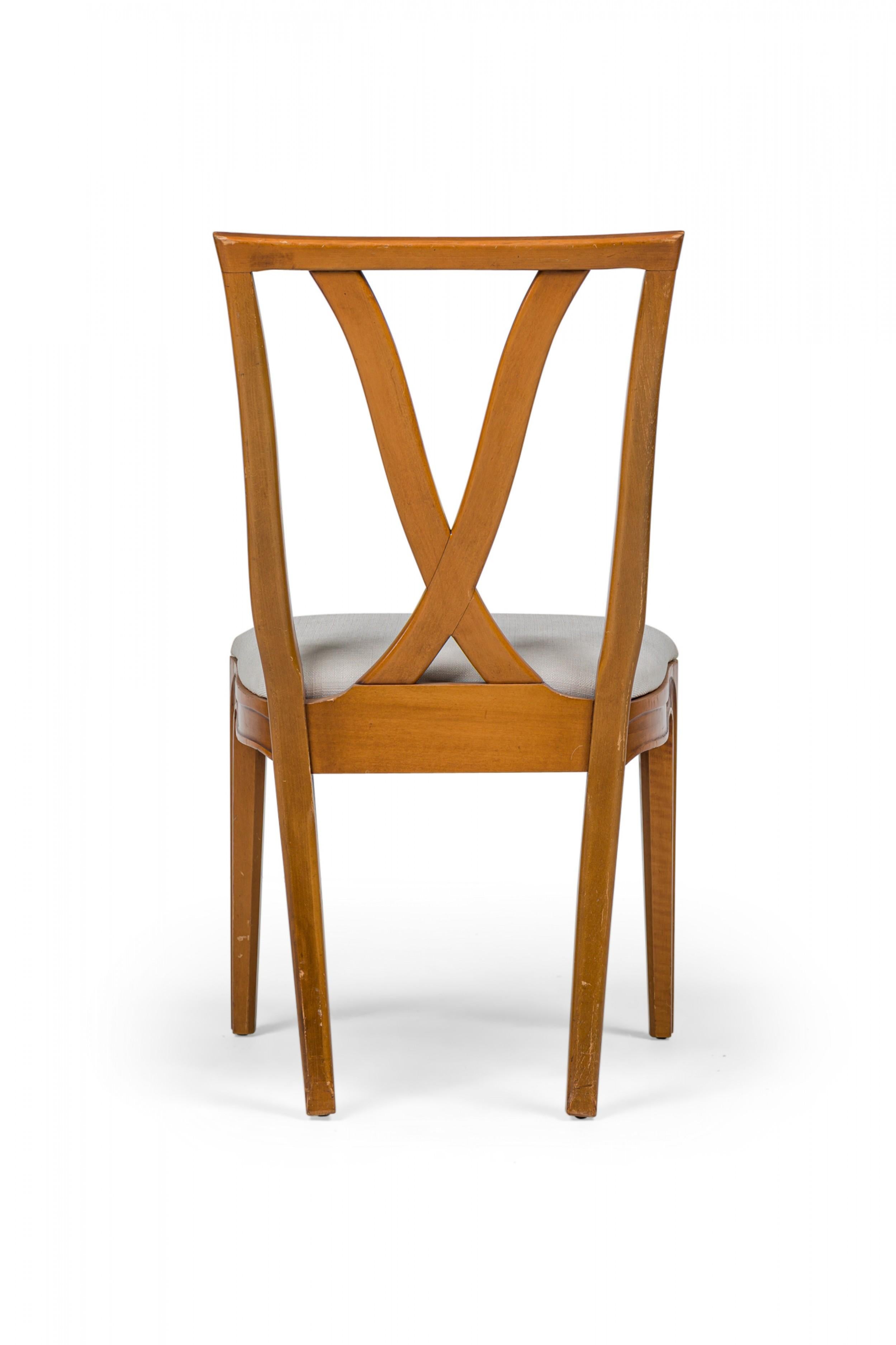 Set of 6 Mid-Century Maple Upholstered Dining Chairs (Tomlinson) im Zustand „Gut“ im Angebot in Queens, NY