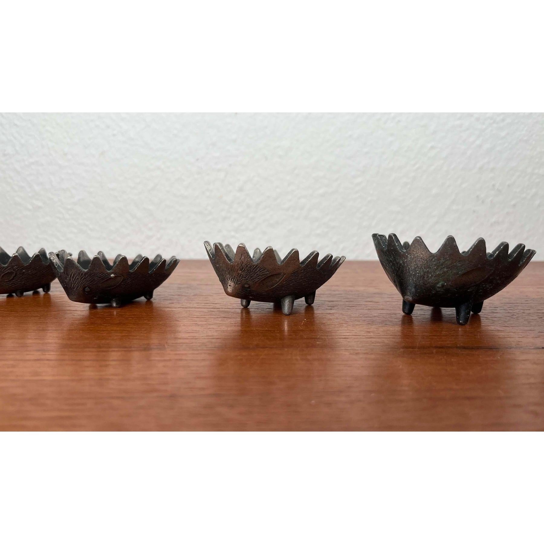 Set of 6 Mid-Century Metal Hedgehog Stacking Ashtray from the Ussr, 1960s For Sale 13