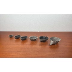 Set of 6 Mid-Century Metal Hedgehog Stacking Ashtray from the Ussr, 1960s
