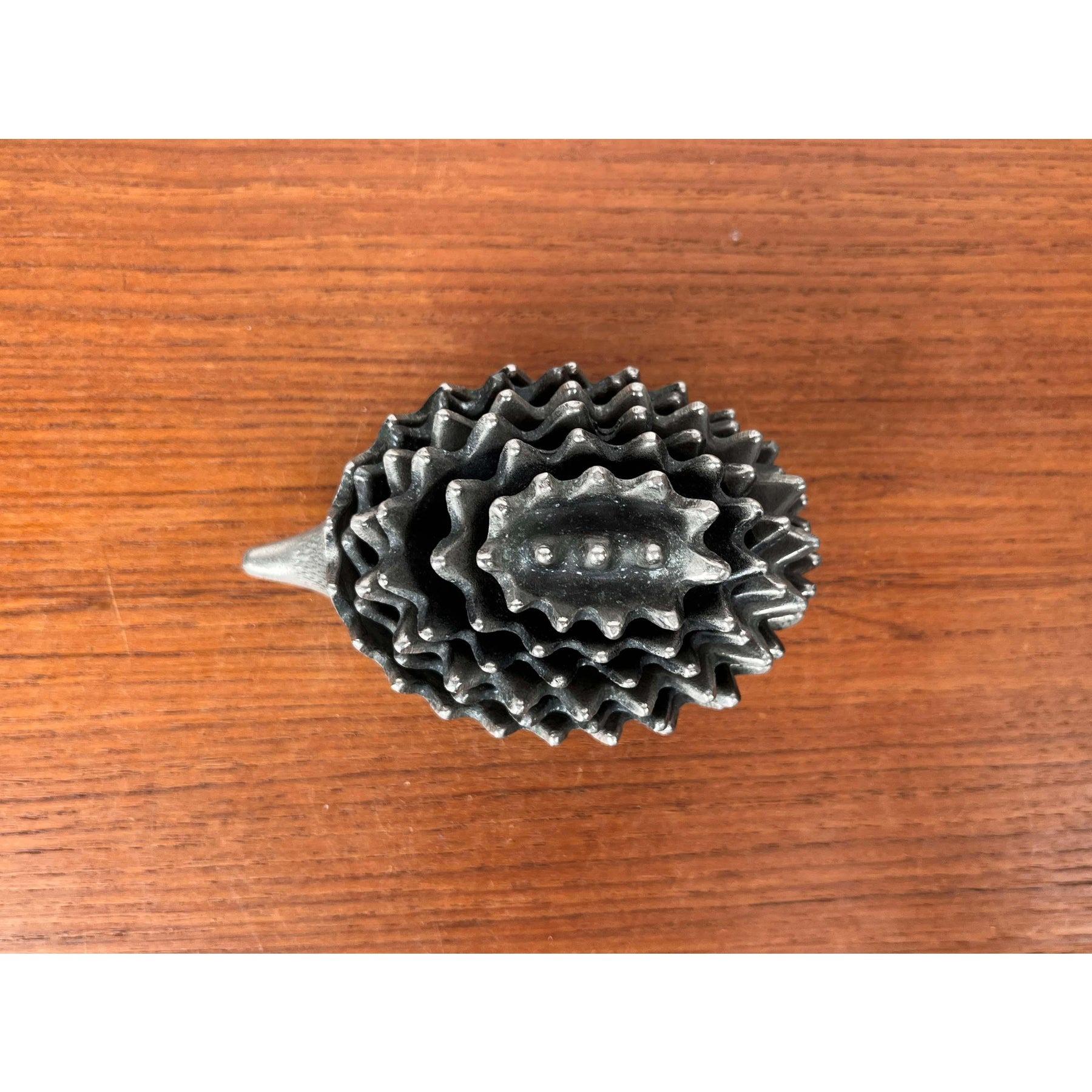 Mid-Century Modern Set of 6 Mid-Century Metal Hedgehog Stacking Ashtray from the Ussr, 1960s For Sale
