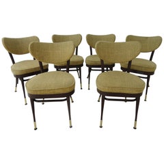 Set of 6 Midcentury Metal Side Dining Chairs