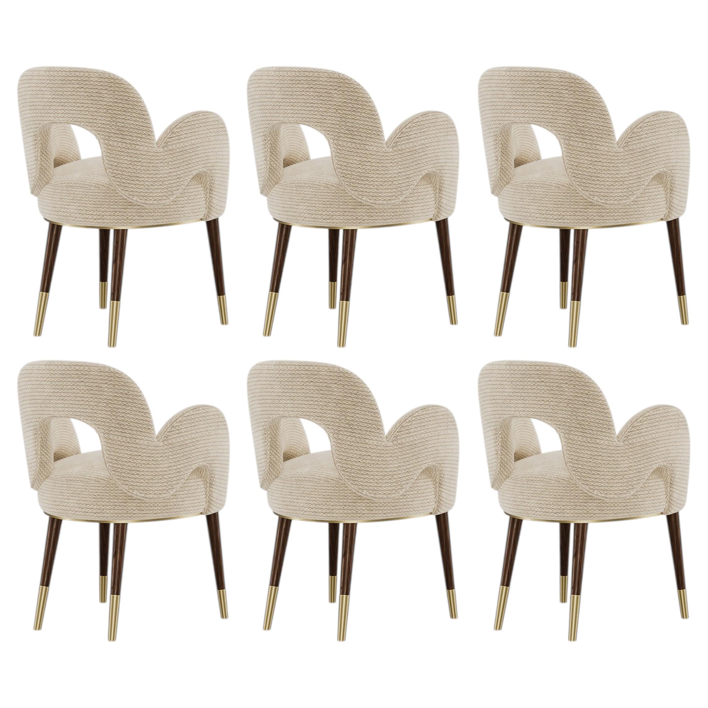 Ensemble de 6 chaises d'amuseurs du milieu du siècle par Mavo Atelier, fait à la main au Portugal