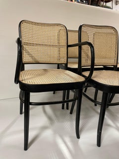Set of 6 Mid-Century Modern Antique Bentwood and Cane Chairs