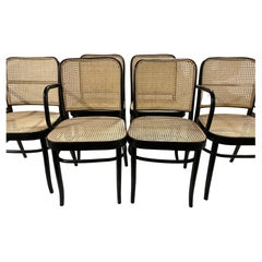 Set of 6 Mid-Century Modern Antique Bentwood and Cane Chairs